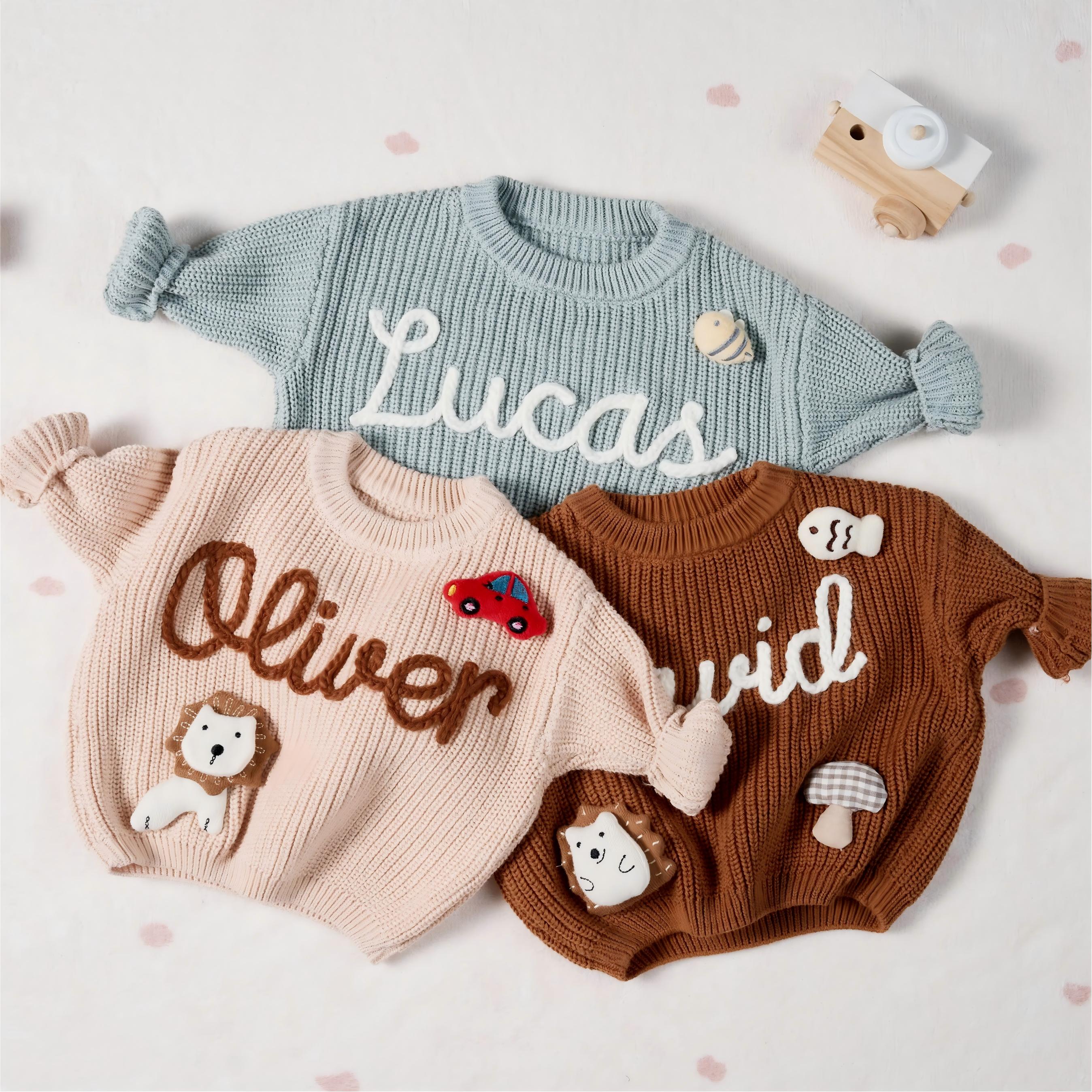 Personalized Sweater - Custom Embroidered Baby Sweater 