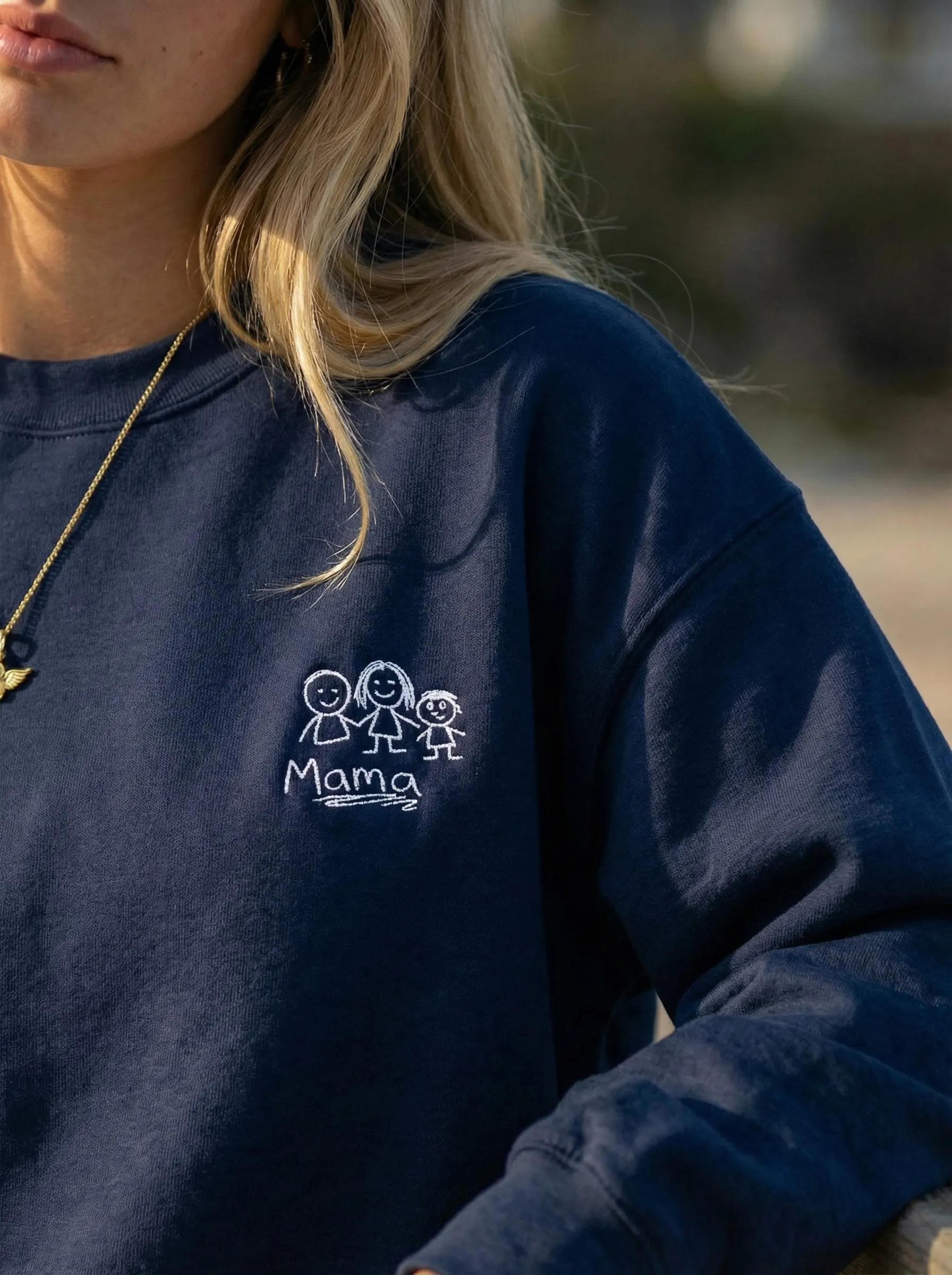 Personalized embroidered sweatshirt with handwritten child's drawing, Mother's Day gift for mom