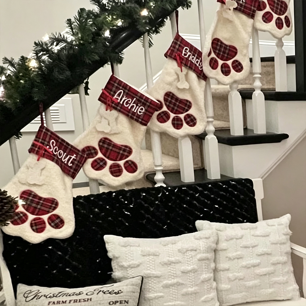 Plaid Paw Pet Christmas Stocking