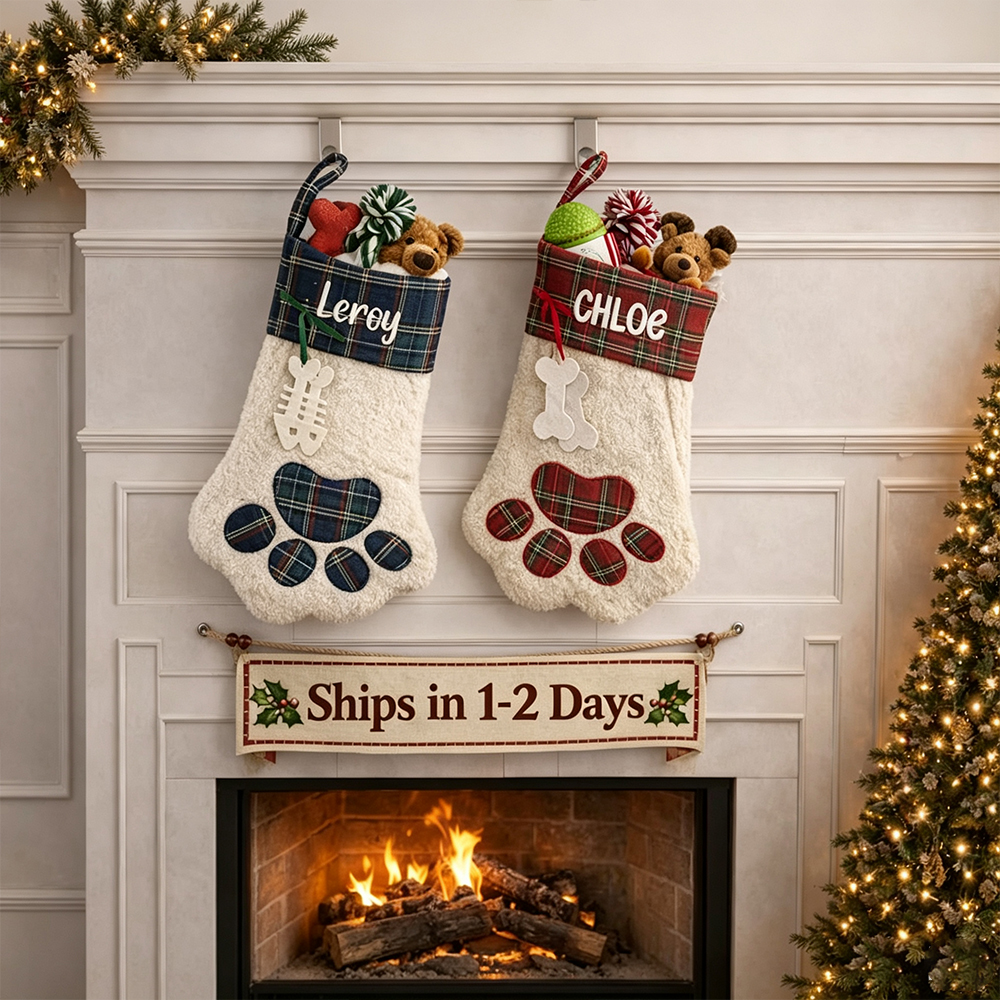 Plaid Paw Pet Christmas Stocking