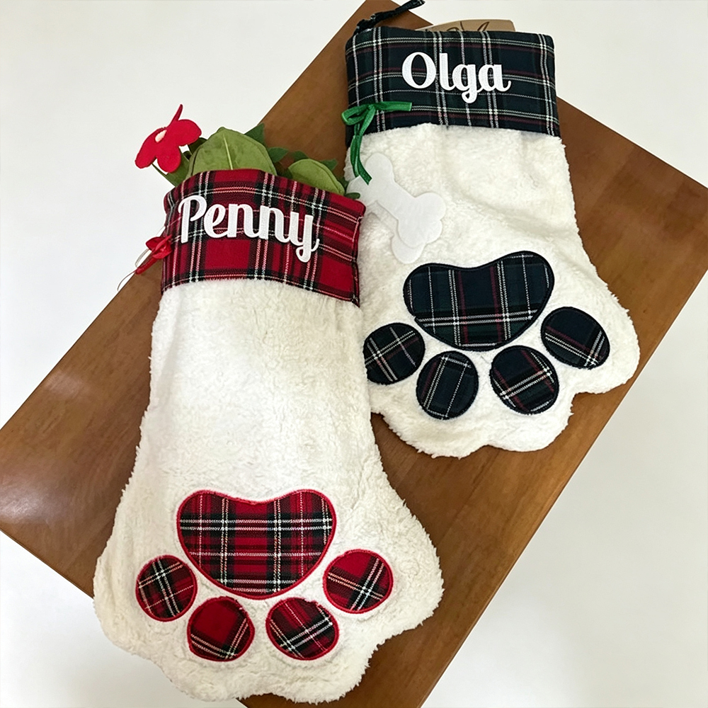 Plaid Paw Pet Christmas Stocking