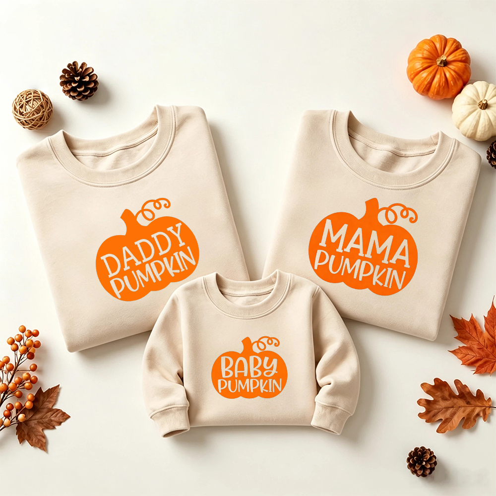 Pumpkin Family Matching Print Sweatshirt Outfits