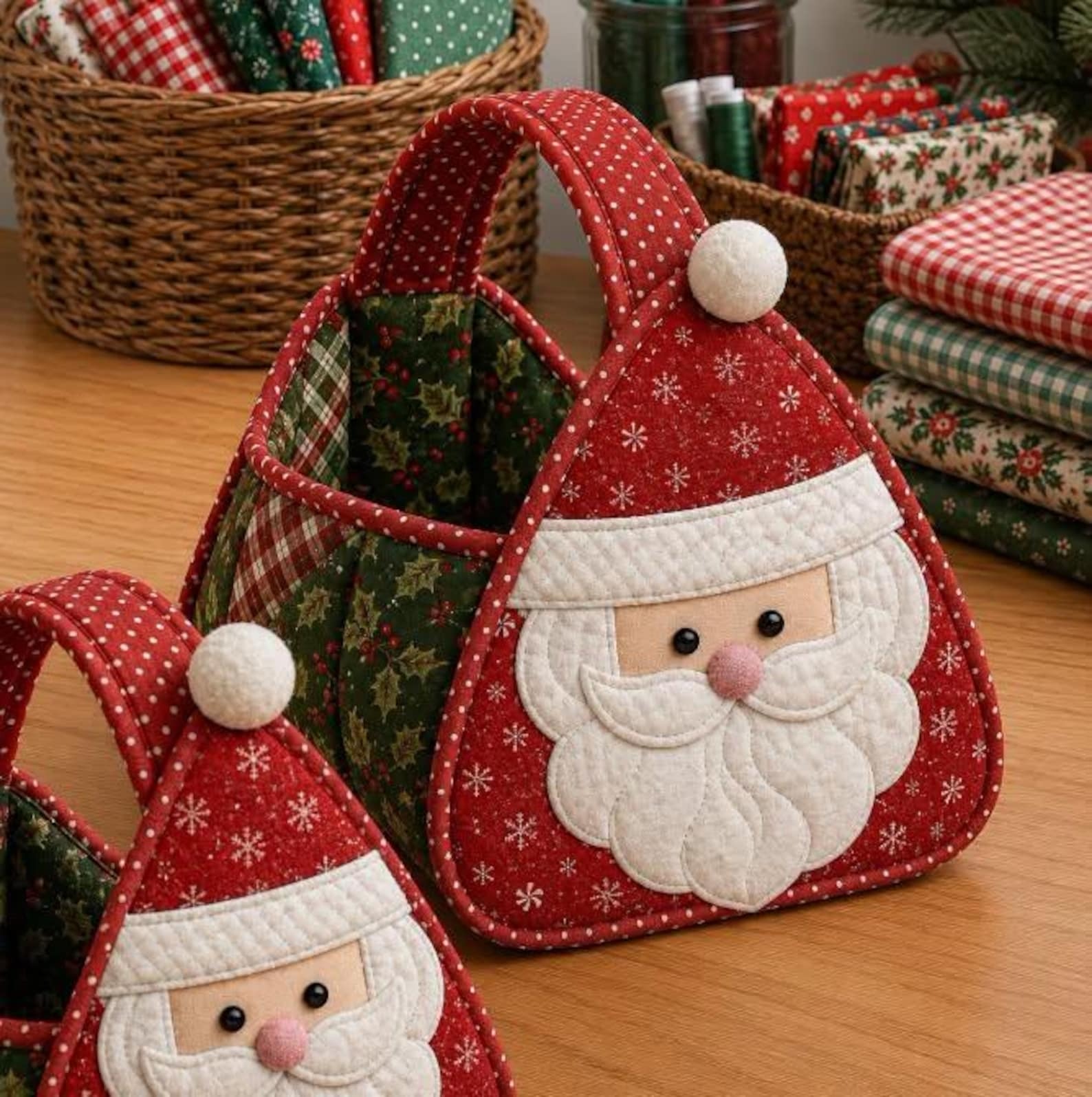 Santa Fabric Basket DIY Sewing Kit | Christmas Santa Handmade Storage Basket Craft Kit