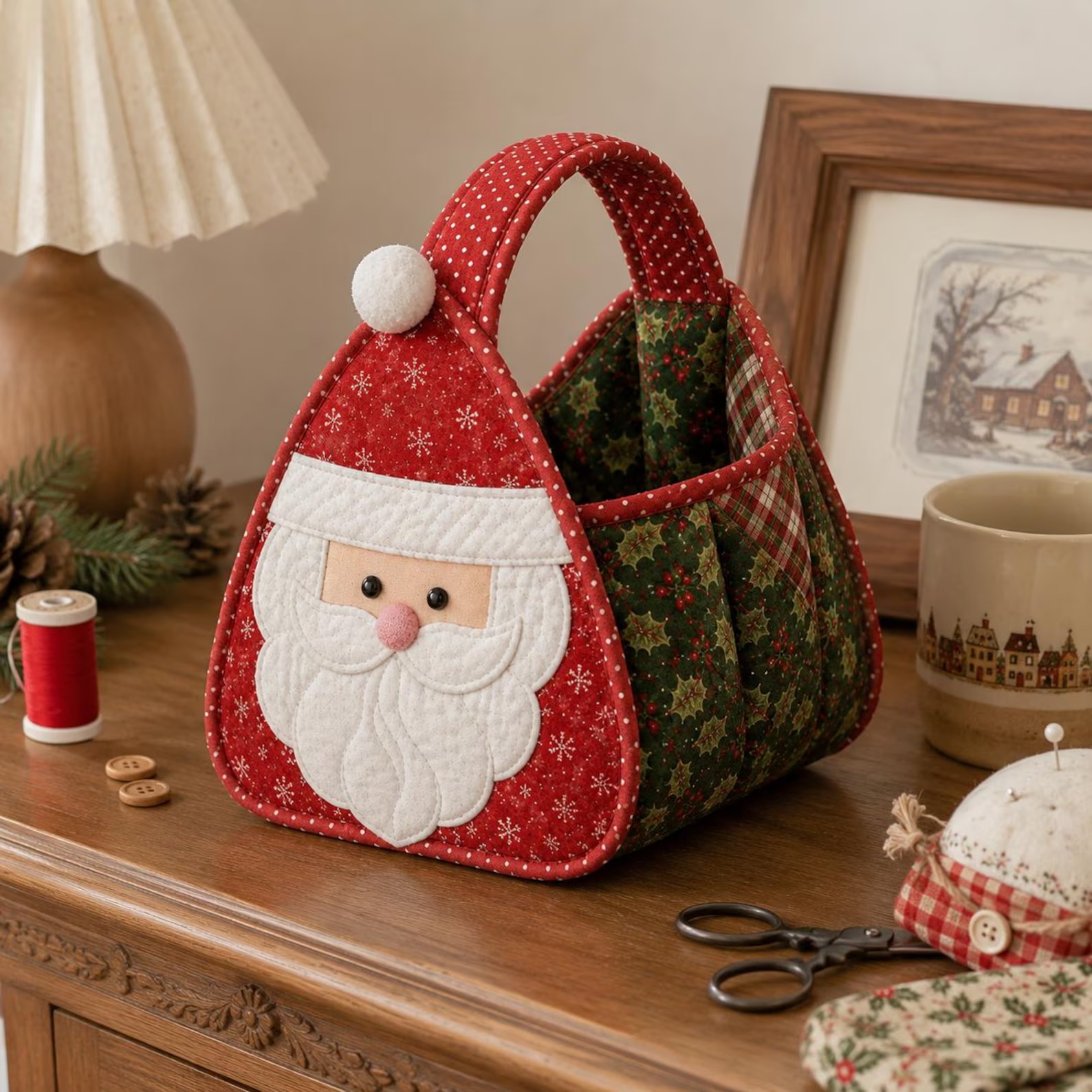 Santa Fabric Basket DIY Sewing Kit | Christmas Santa Handmade Storage Basket Craft Kit