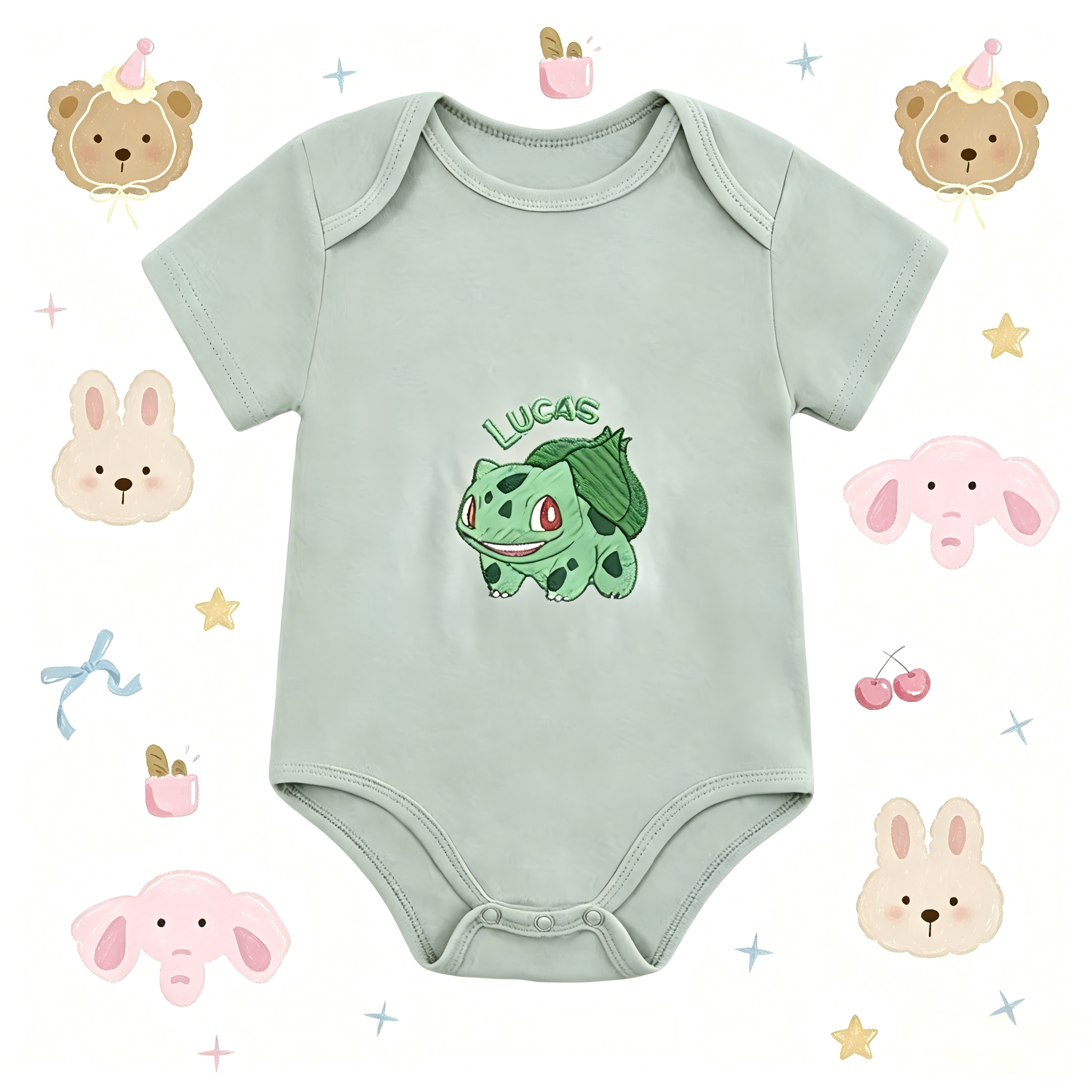 Embroidered Personalized Name Baby PKM Romper