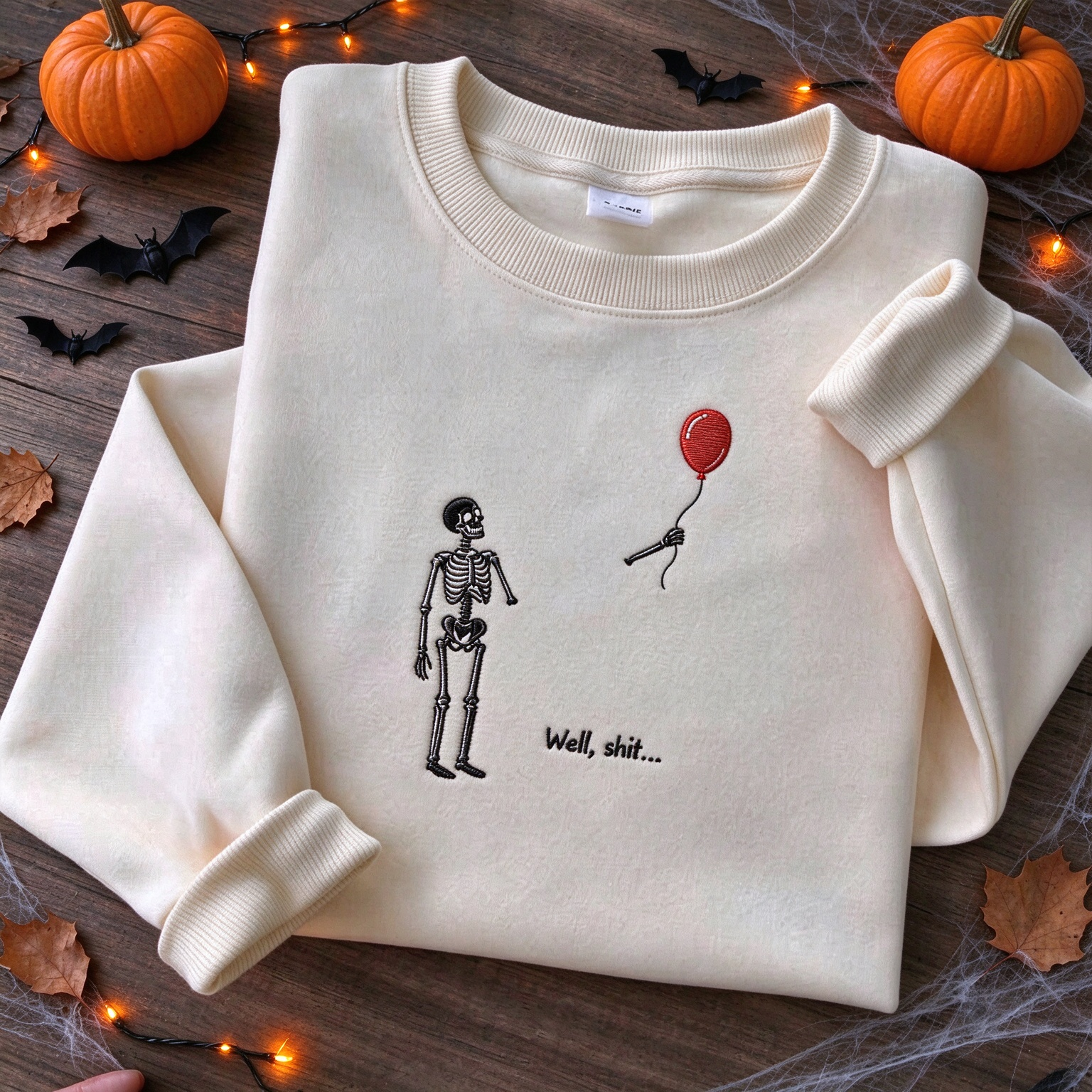Spooky Fall Funny Skeleton Lost Balloon Sweatshirt