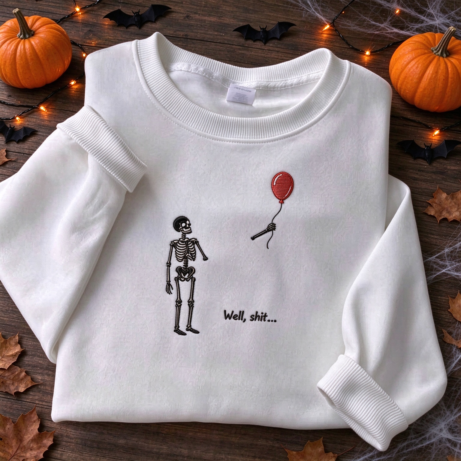 Spooky Fall Funny Skeleton Lost Balloon Sweatshirt