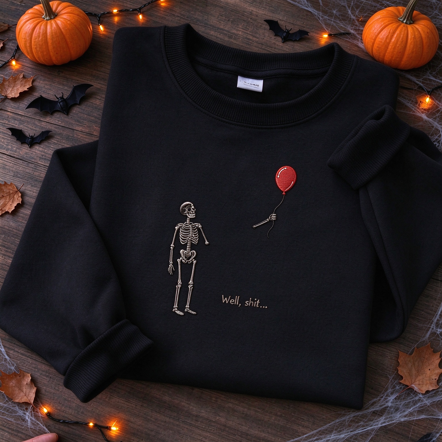 Spooky Fall Funny Skeleton Lost Balloon Sweatshirt