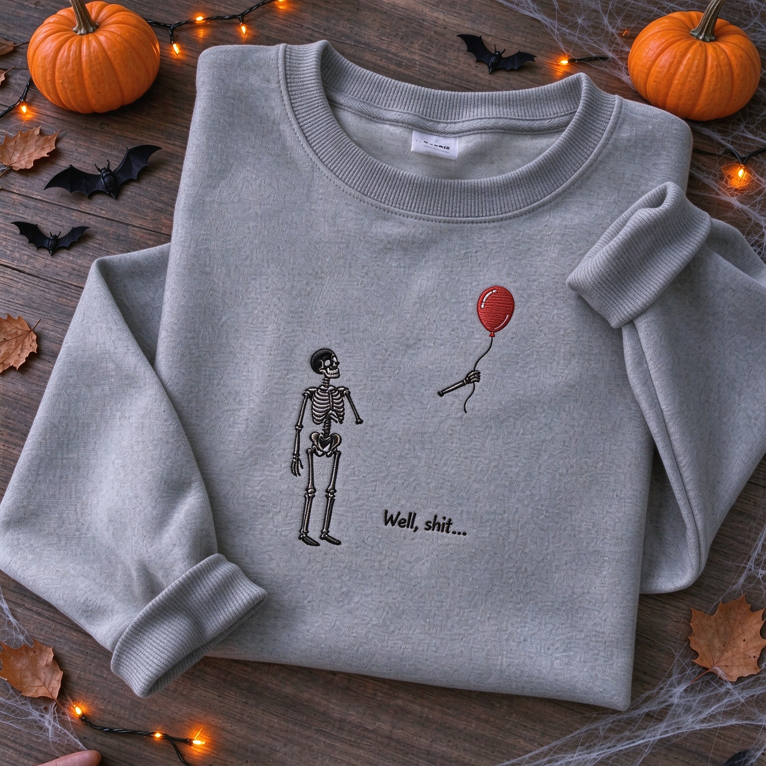 Spooky Fall Funny Skeleton Lost Balloon Sweatshirt