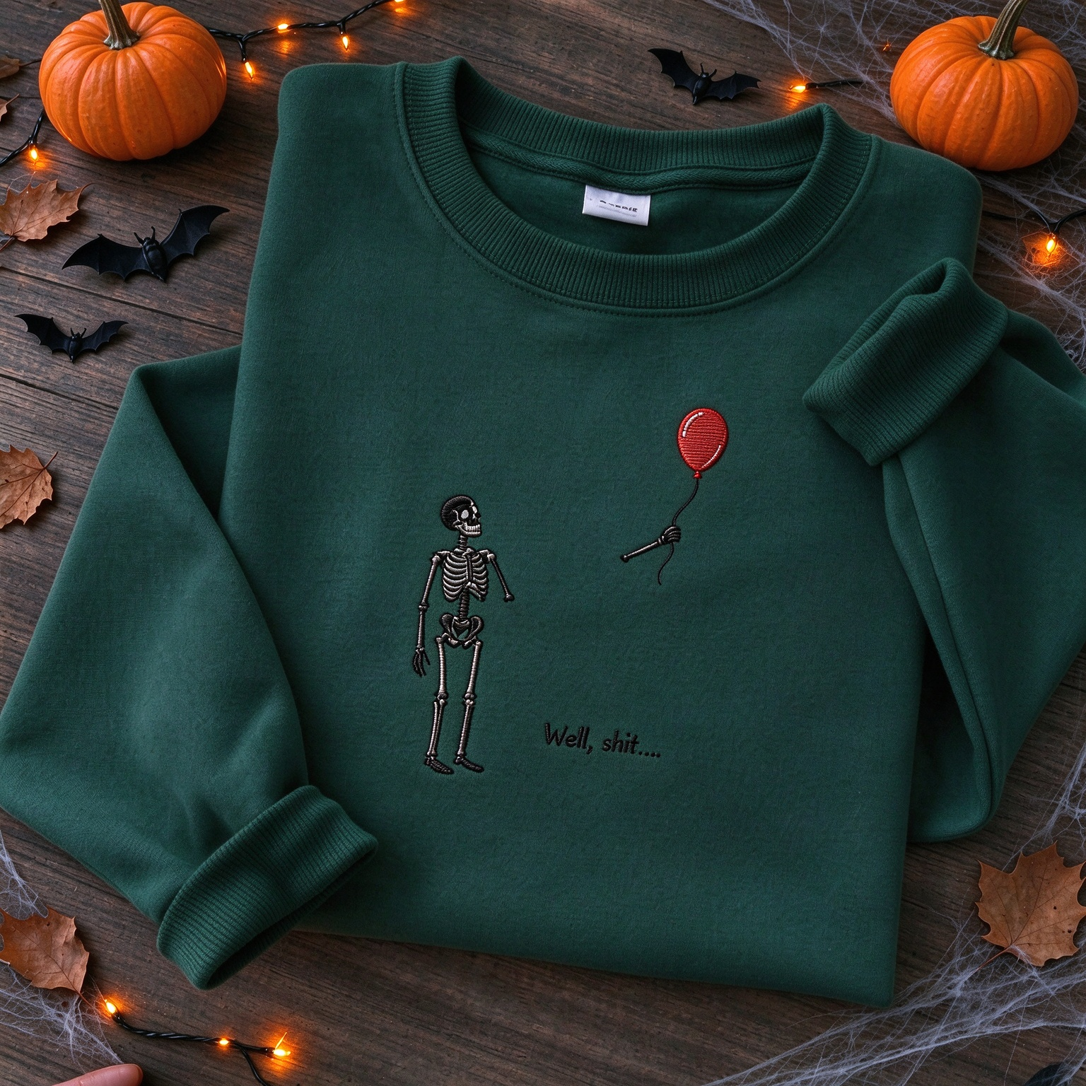 Spooky Fall Funny Skeleton Lost Balloon Sweatshirt