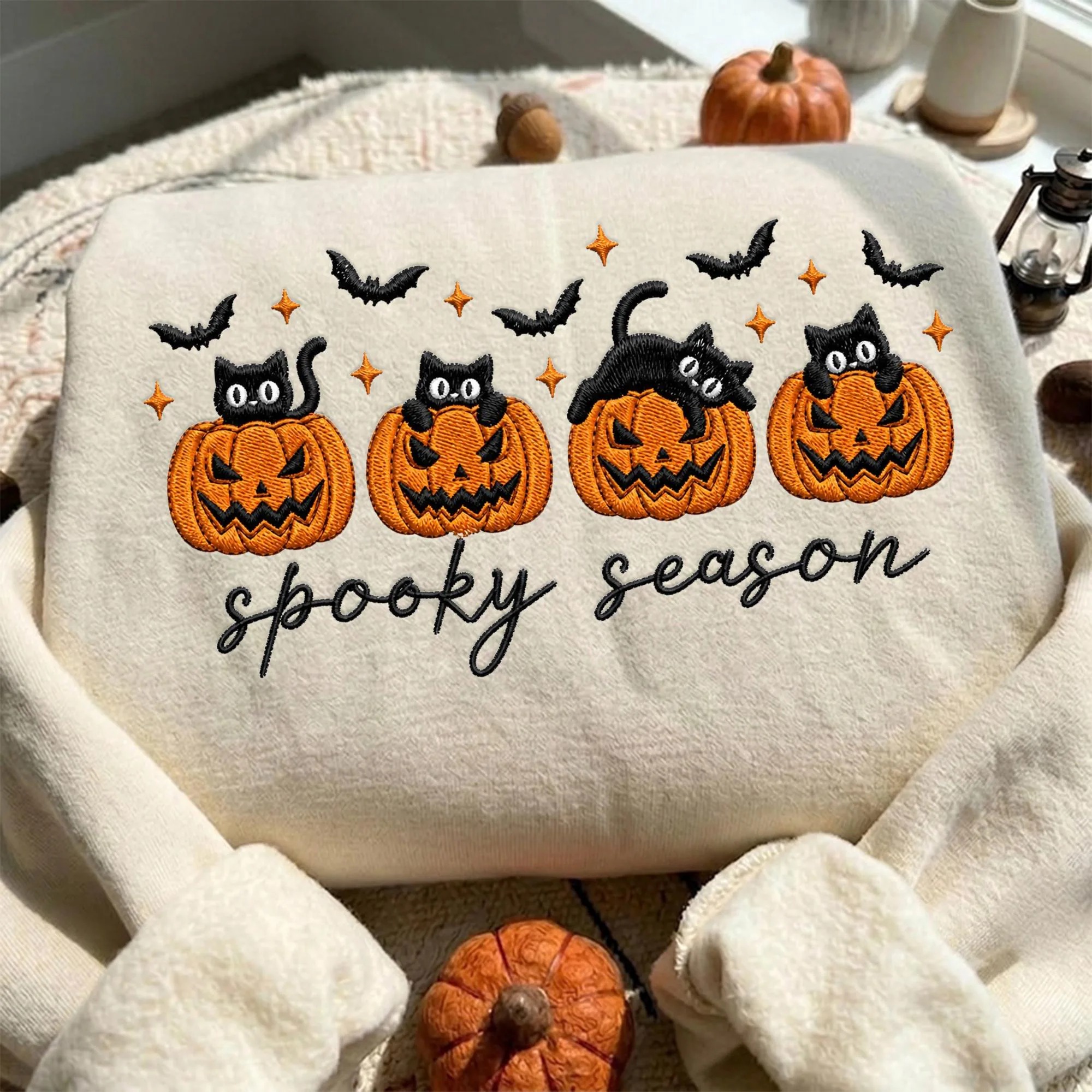 Spooky Season Black Cat Pumpkin Halloween Sweatshirt