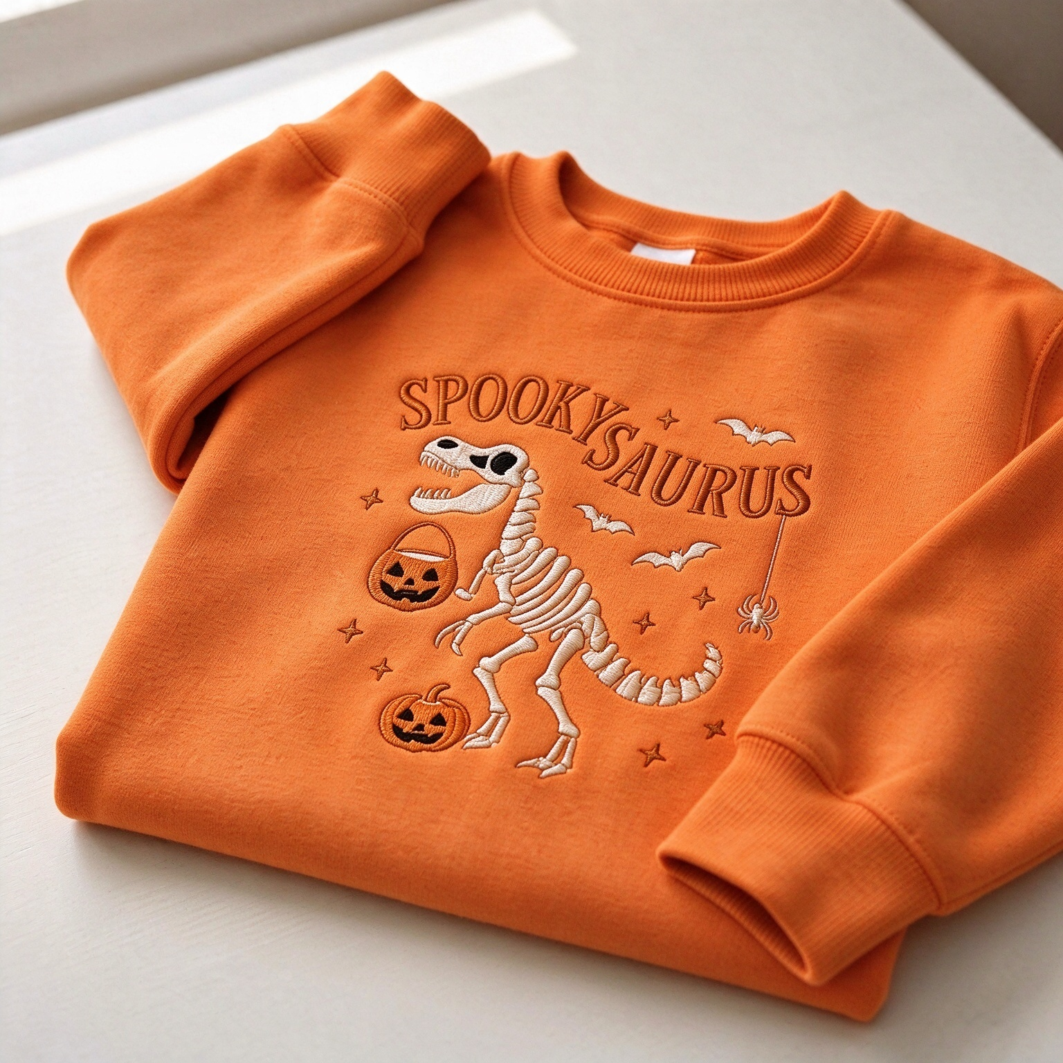 Spookysaurus Halloween Dinosaur Embroidered Baby Sweatshirt