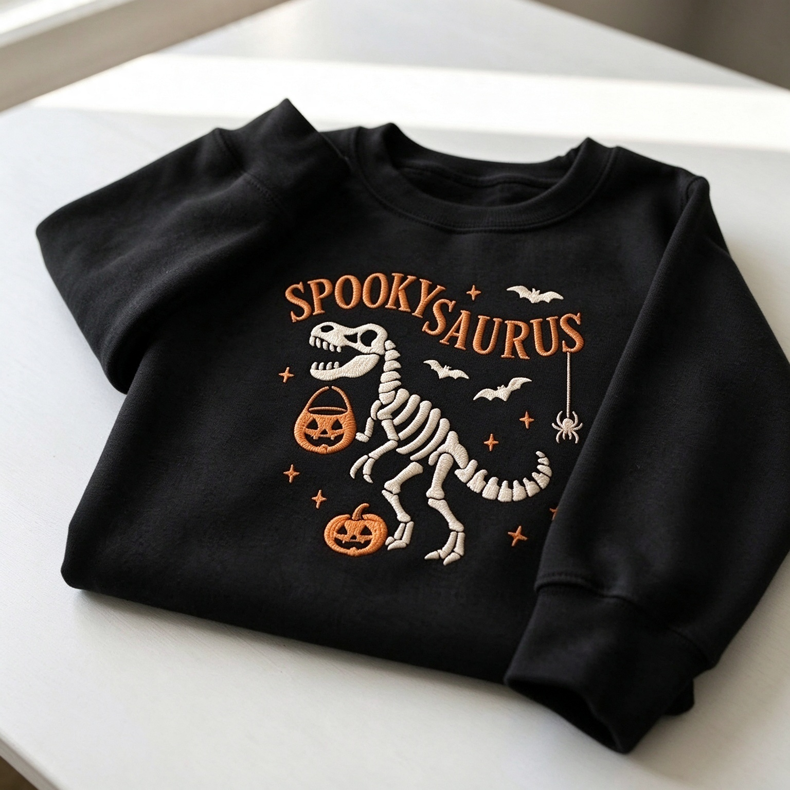 Spookysaurus Halloween Dinosaur Embroidered Baby Sweatshirt