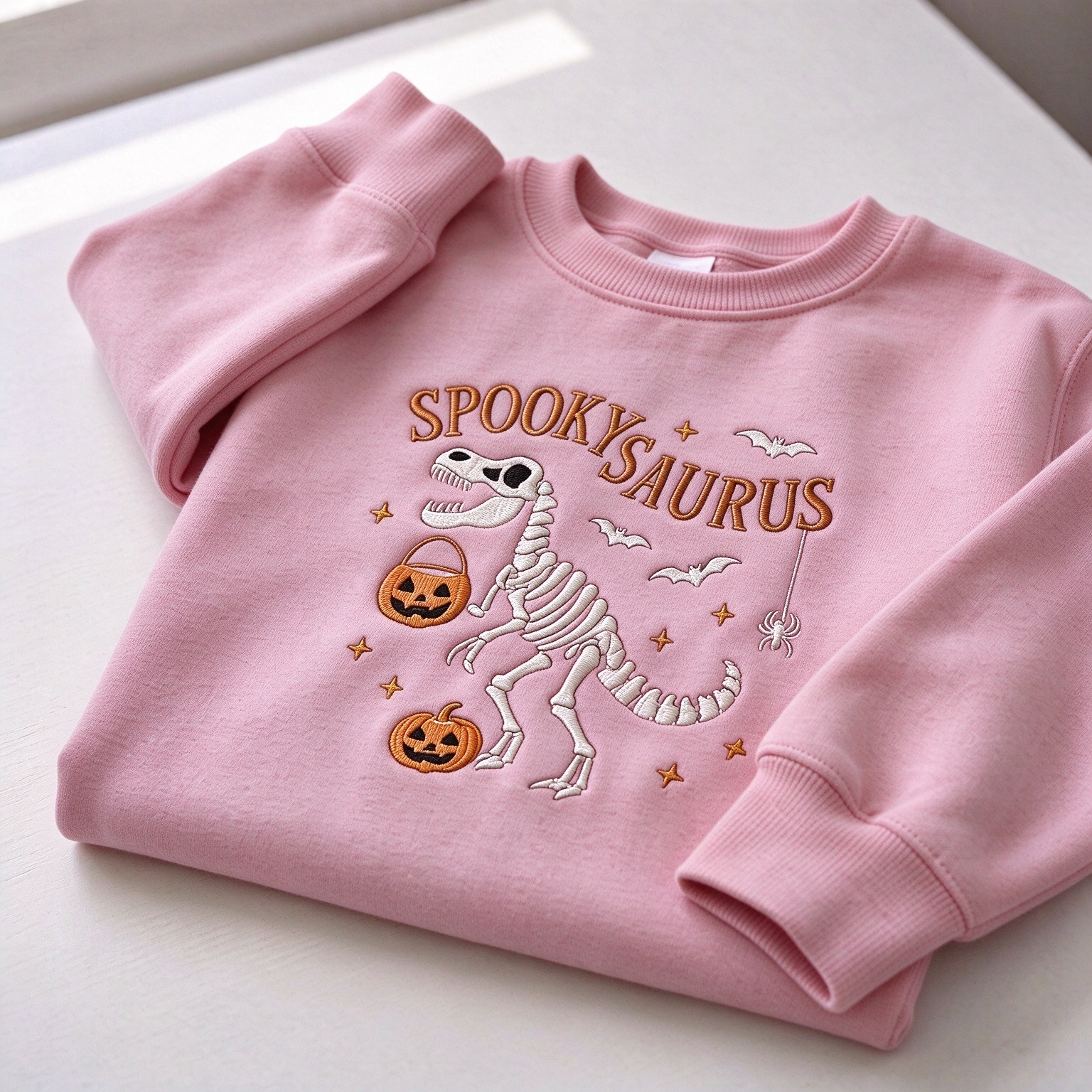 Spookysaurus Halloween Dinosaur Embroidered Baby Sweatshirt