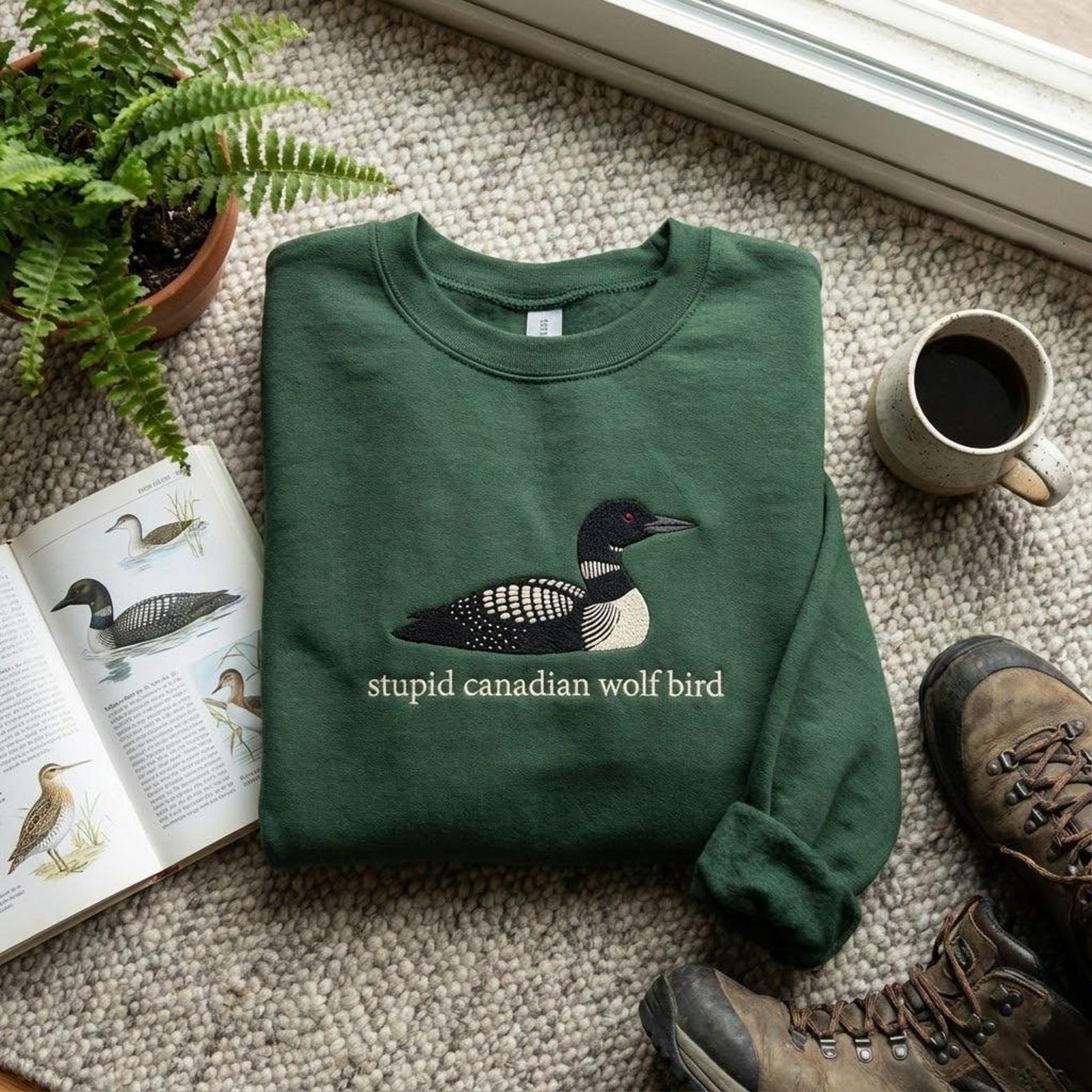 Stupid Canadian Wolf Bird Sweatshirt