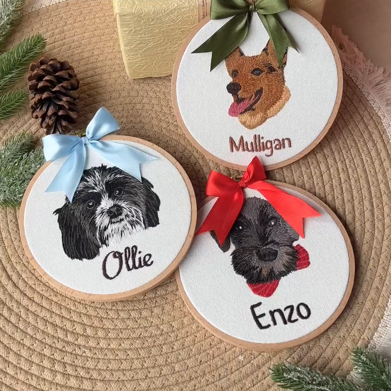 Custom Pet Portrait Embroidery Hoop