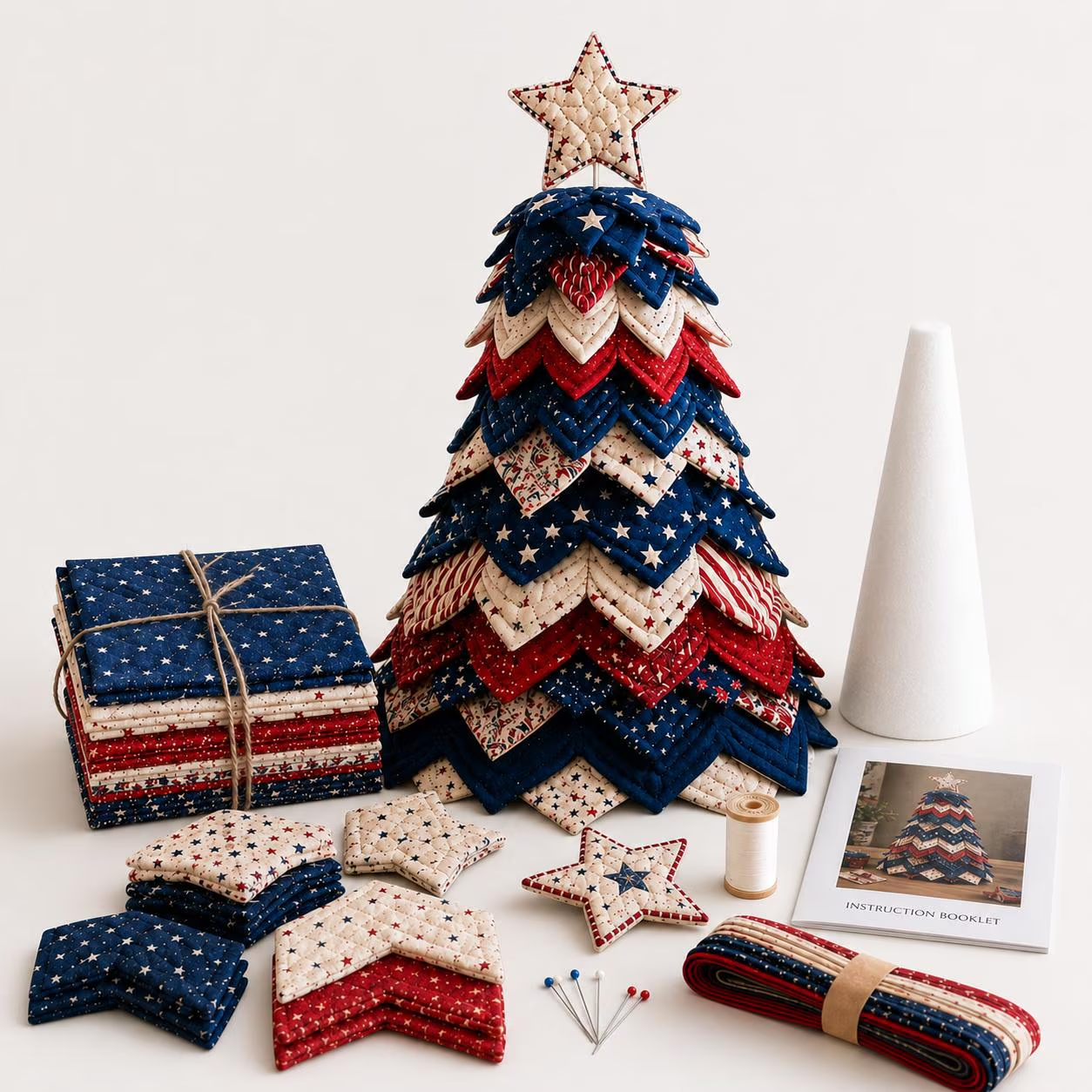 Patriotic Quilted Fabric Christmas Tree Kit