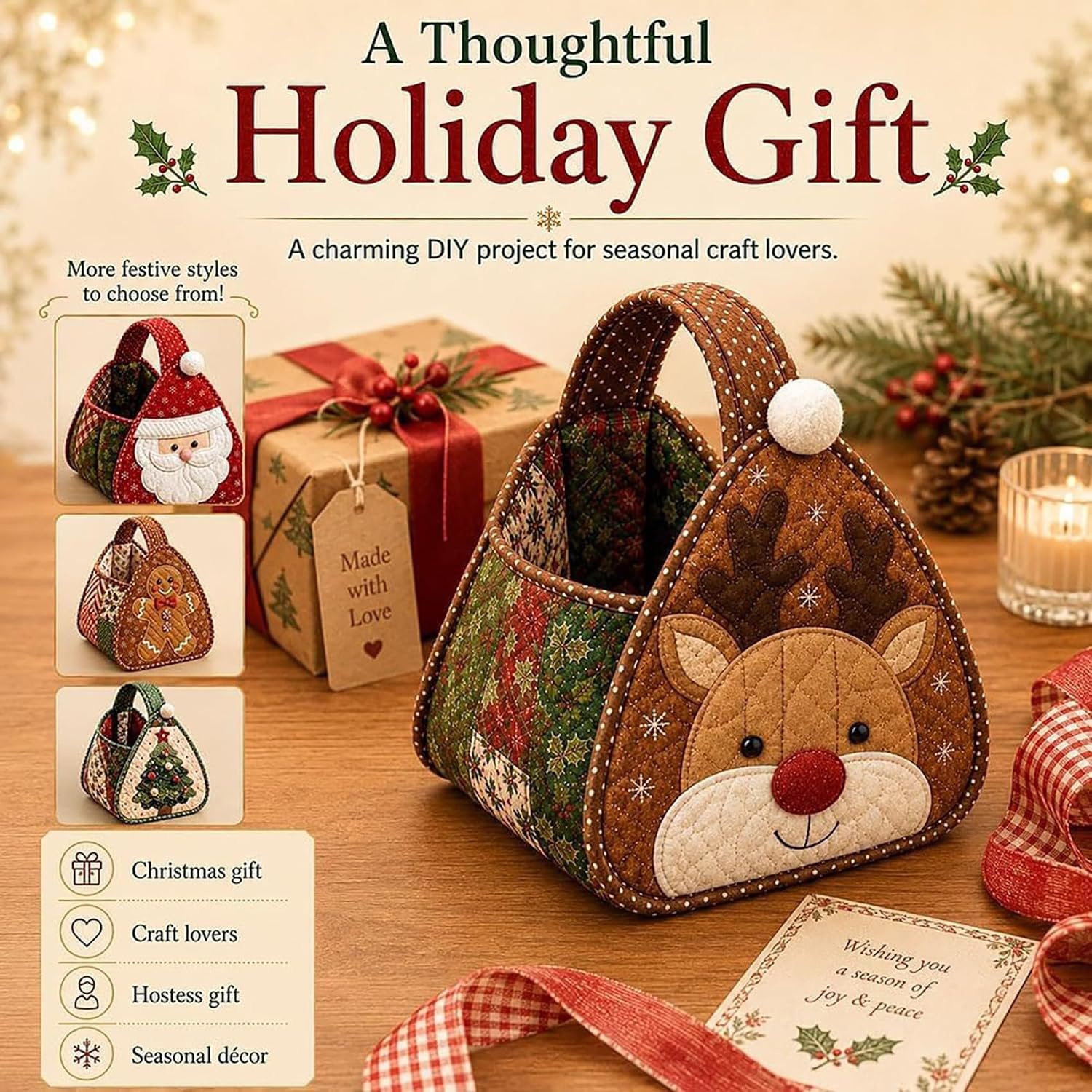 Santa Fabric Basket DIY Sewing Kit