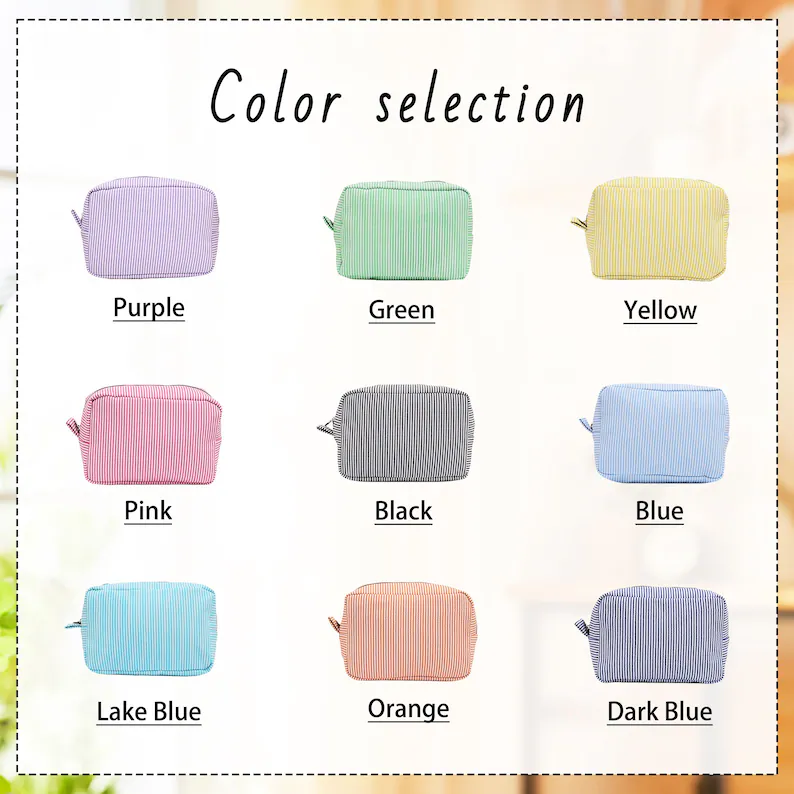 Monogrammed Seersucker Toiletry Bag