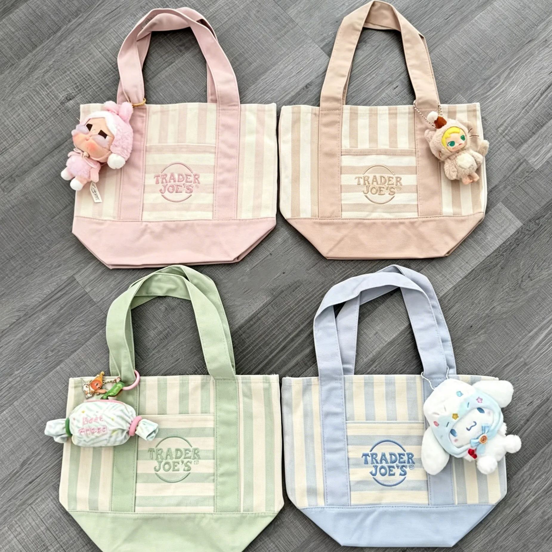 CUSTOM Embroidered Mini Striped Trader Joe's Tote Bag