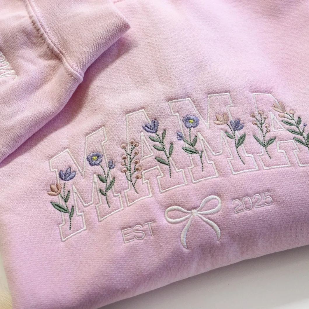 Mom Embroidery Sweatshirt, Custom Sweatshirt