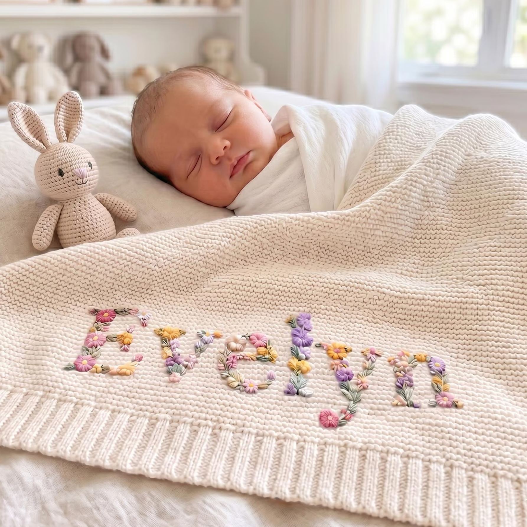 Custom Floral Baby Name Blanket