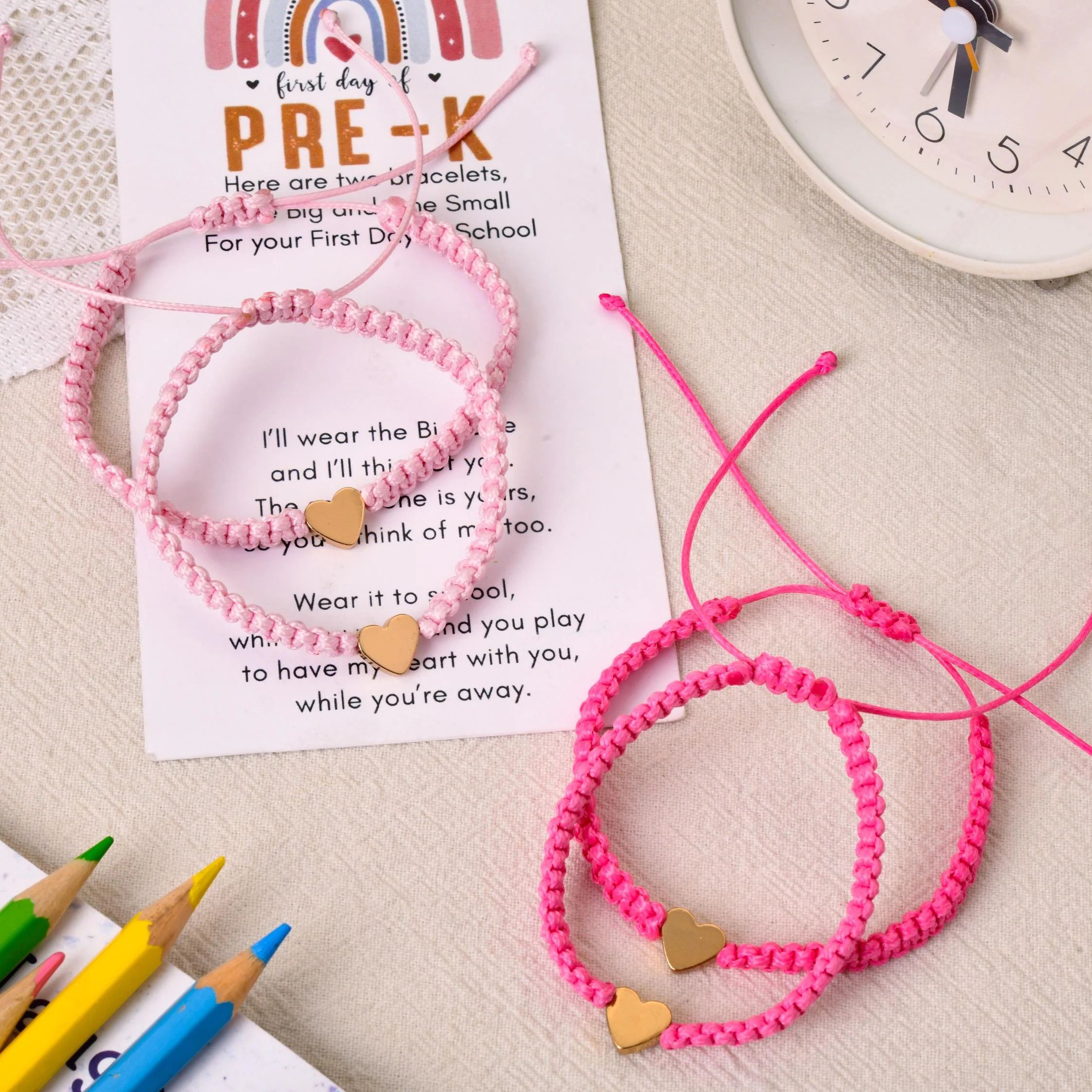 Back to school heart woven bracelet set