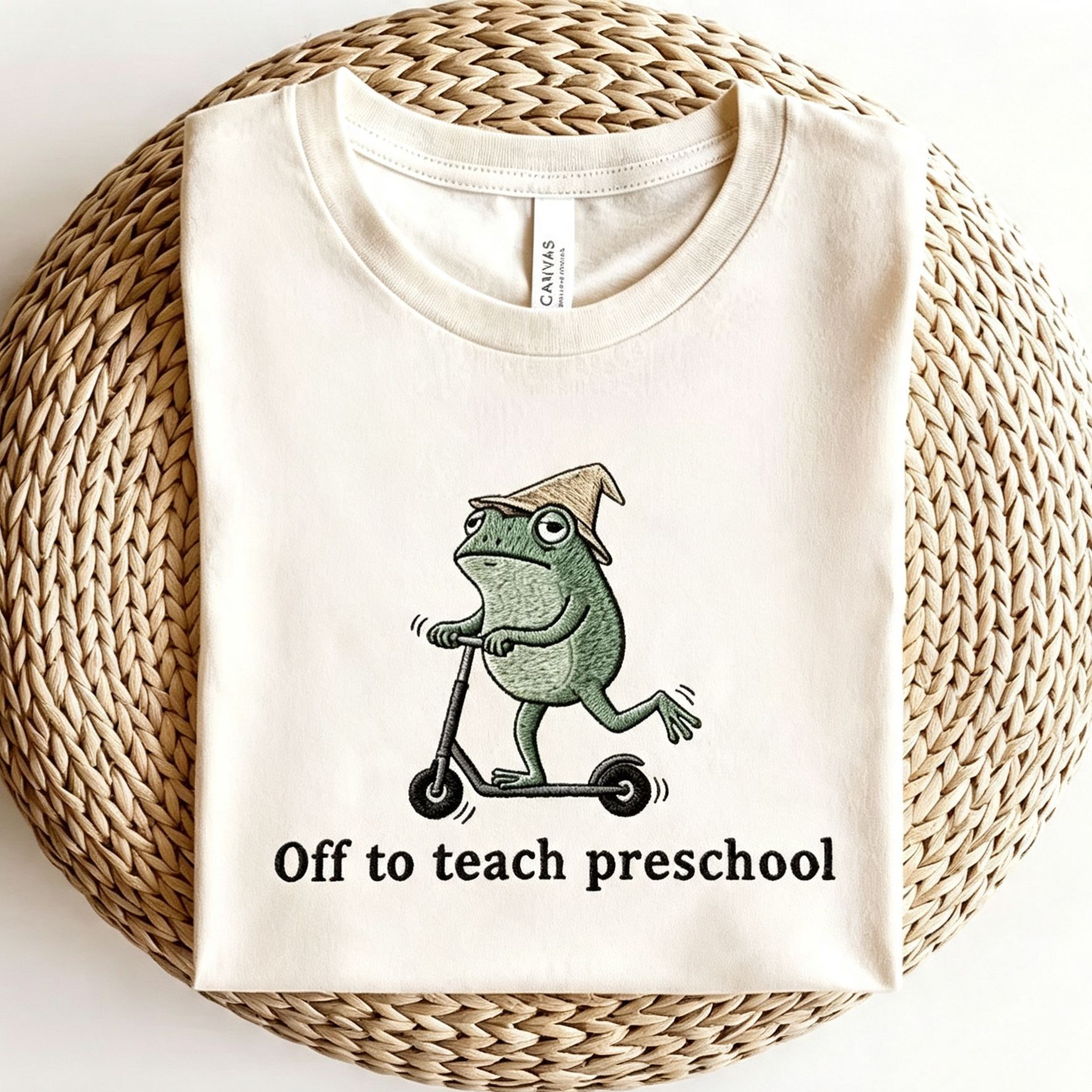 Off To Teach Preschool Frog Embroidered Sweatshirt