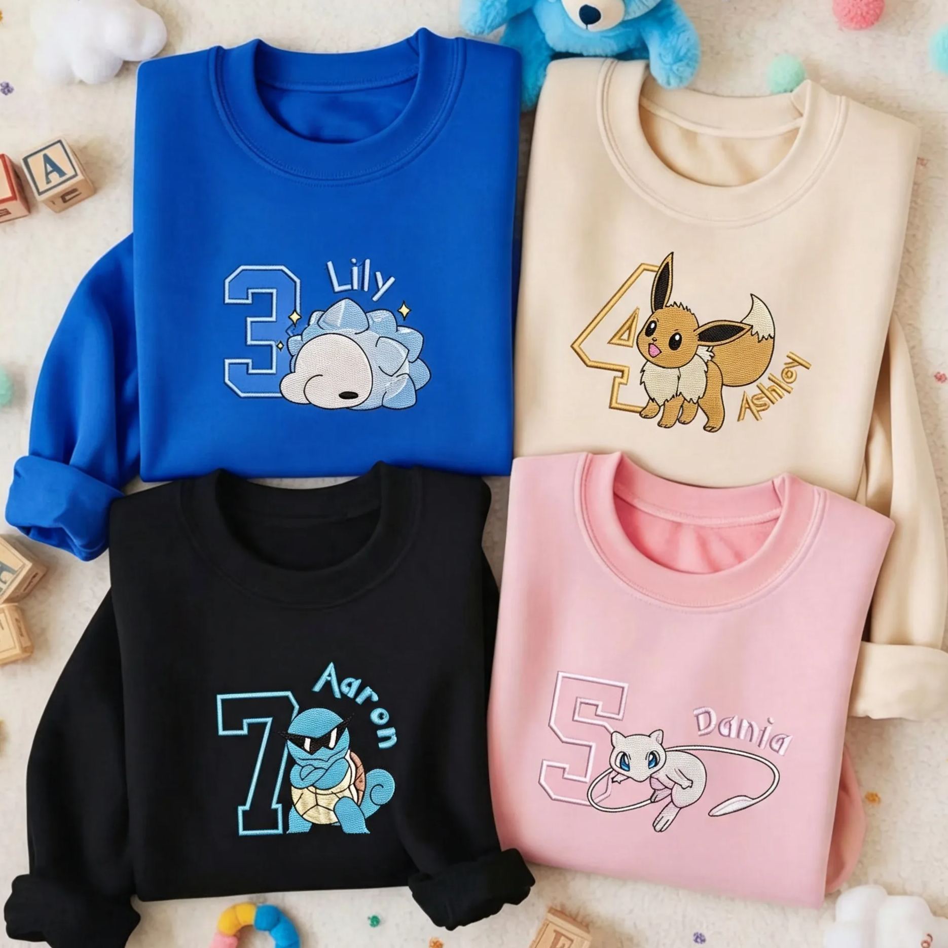 Personalized Poke Birthday Embroidered Sweatshirt