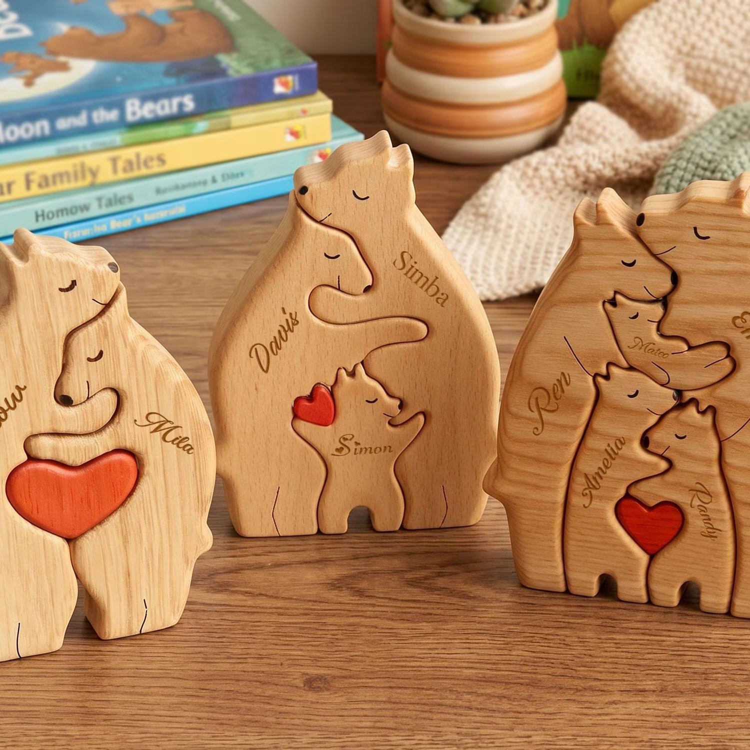 Personalized Wooden Bear Family Puzzle