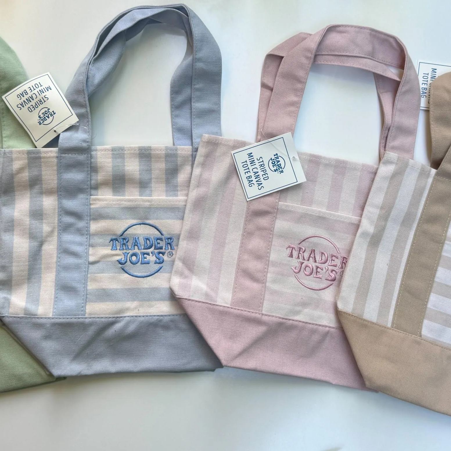 CUSTOM Embroidered Mini Striped Trader Joe's Tote Bag
