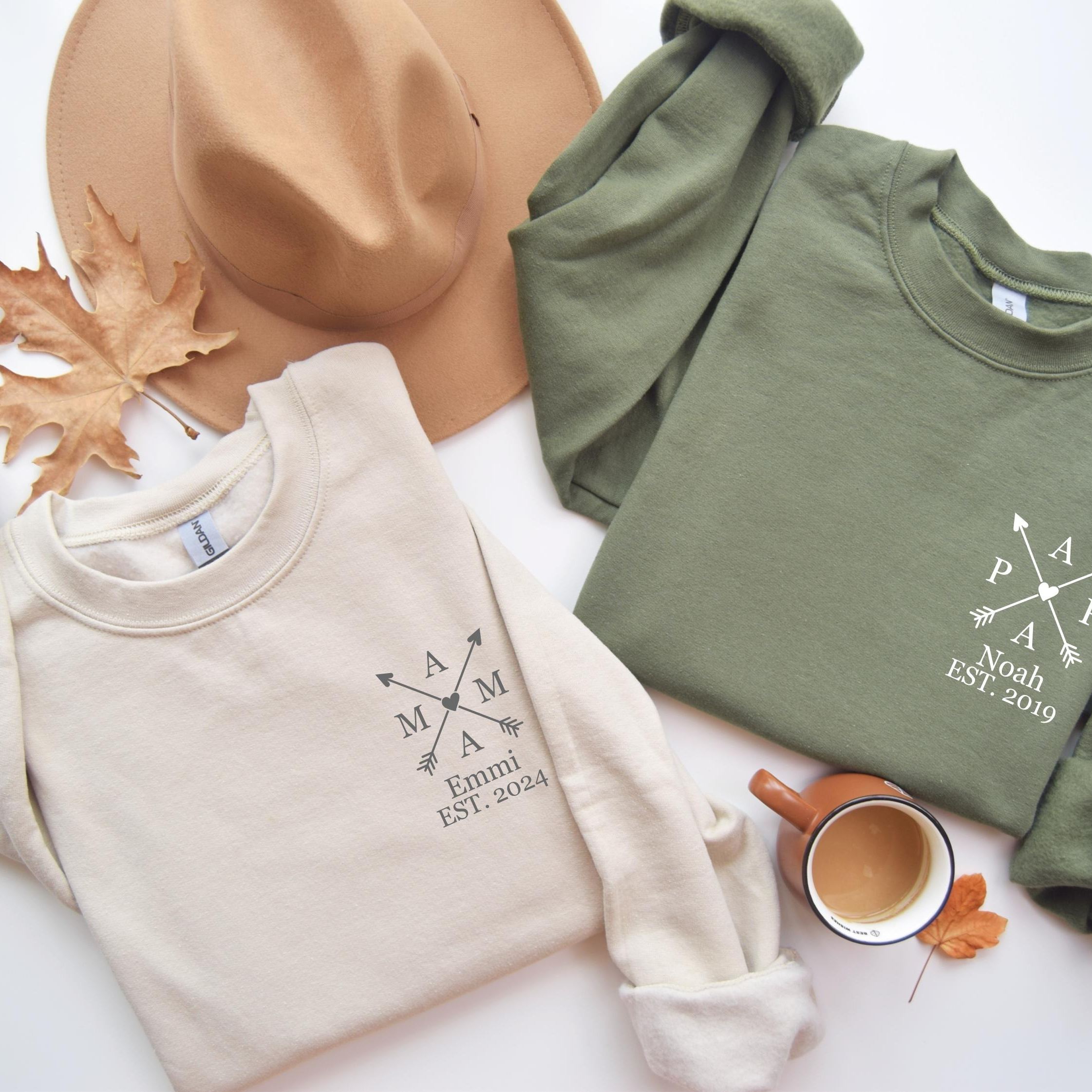Family Hoodies: Matching and customizable for Dad, Mom, and Mini.