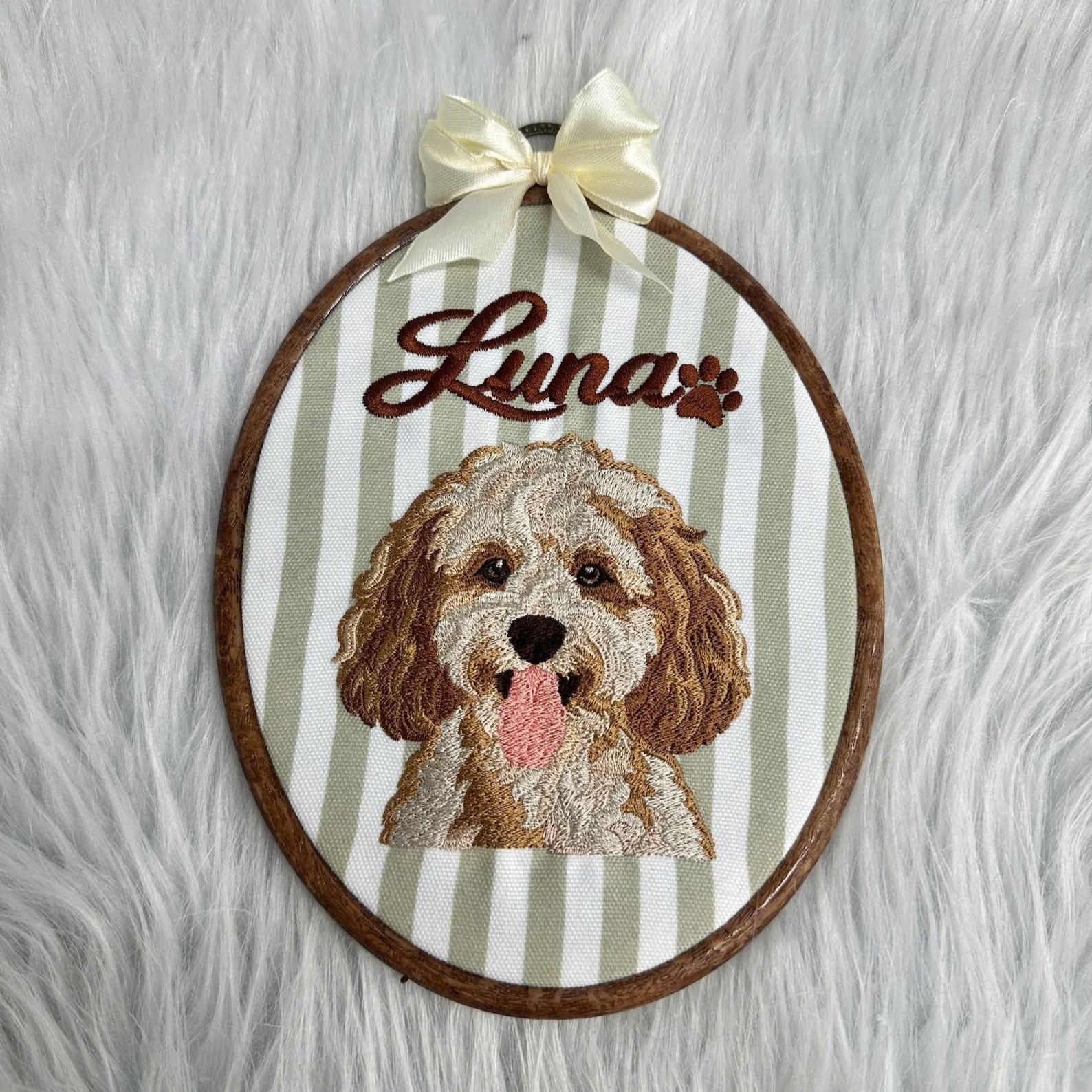 Custom Embroidered Pet Portrait Embroidery Hoop