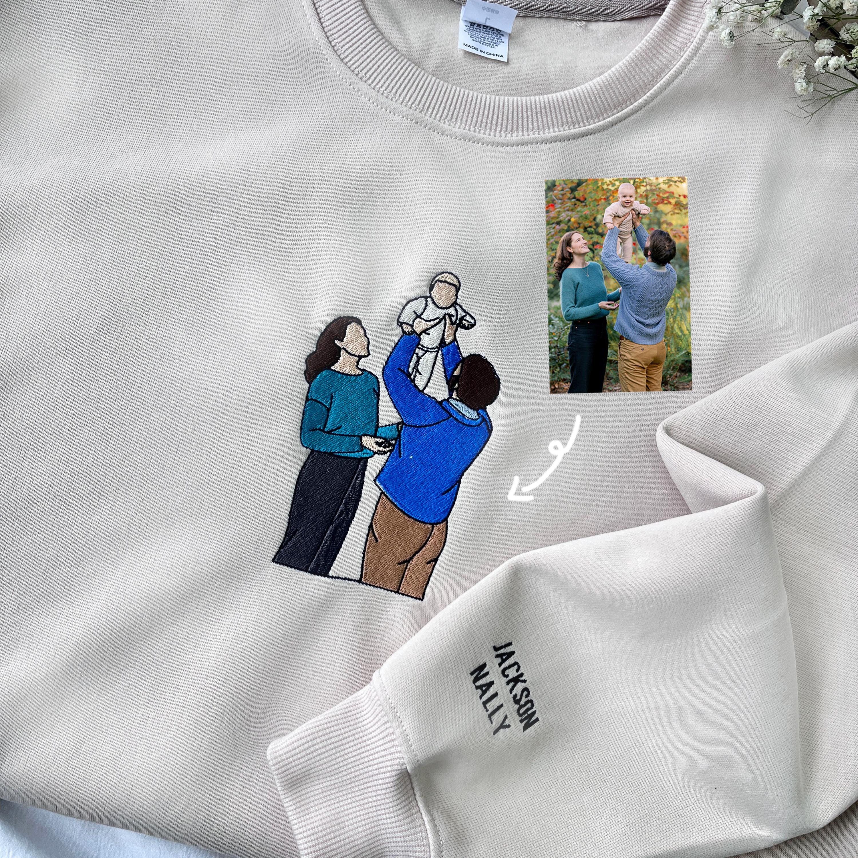 Custom Family Portrait Embroidered Sweatshirt