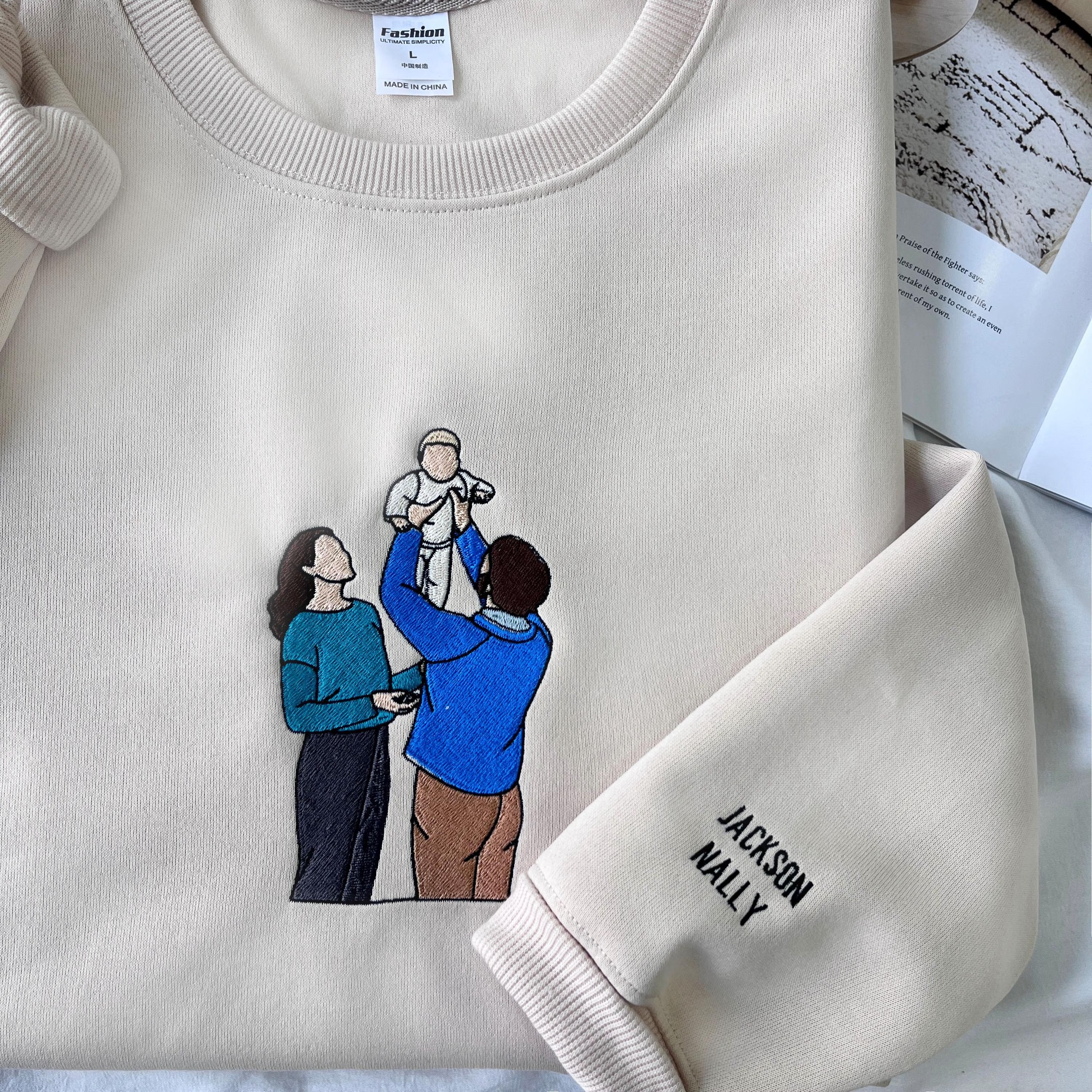 Custom Family Portrait Embroidered Sweatshirt