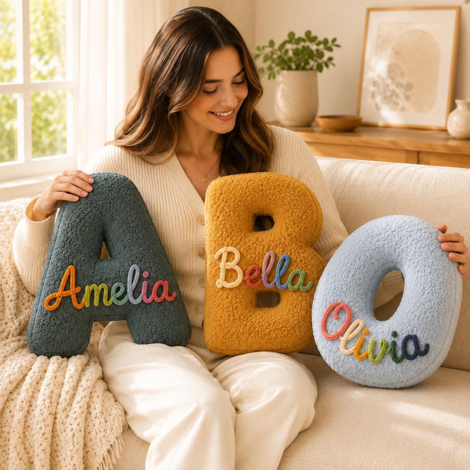 Personalized Letter Pillow, Custom Name Pillow, Handmade Alphabet Cushion, Nursery Decor, Kids Room Decor, Unique Home Gift