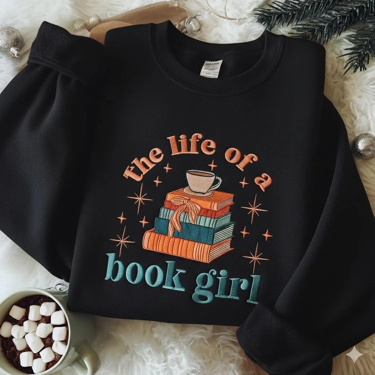 The Life of a Book Girl Embroidered Sweatshirt