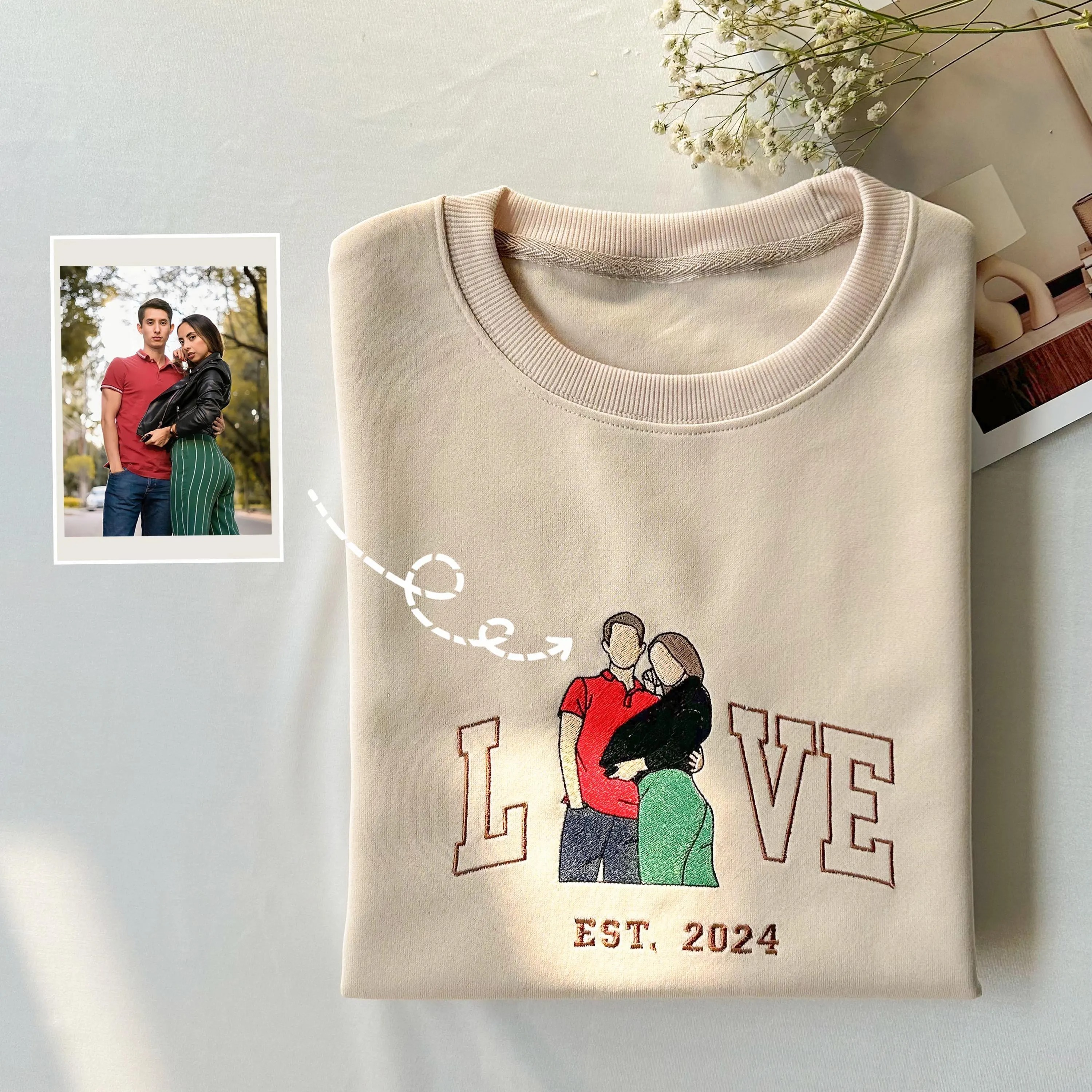 Couple Matched Custom Embroidered Sweatshirt