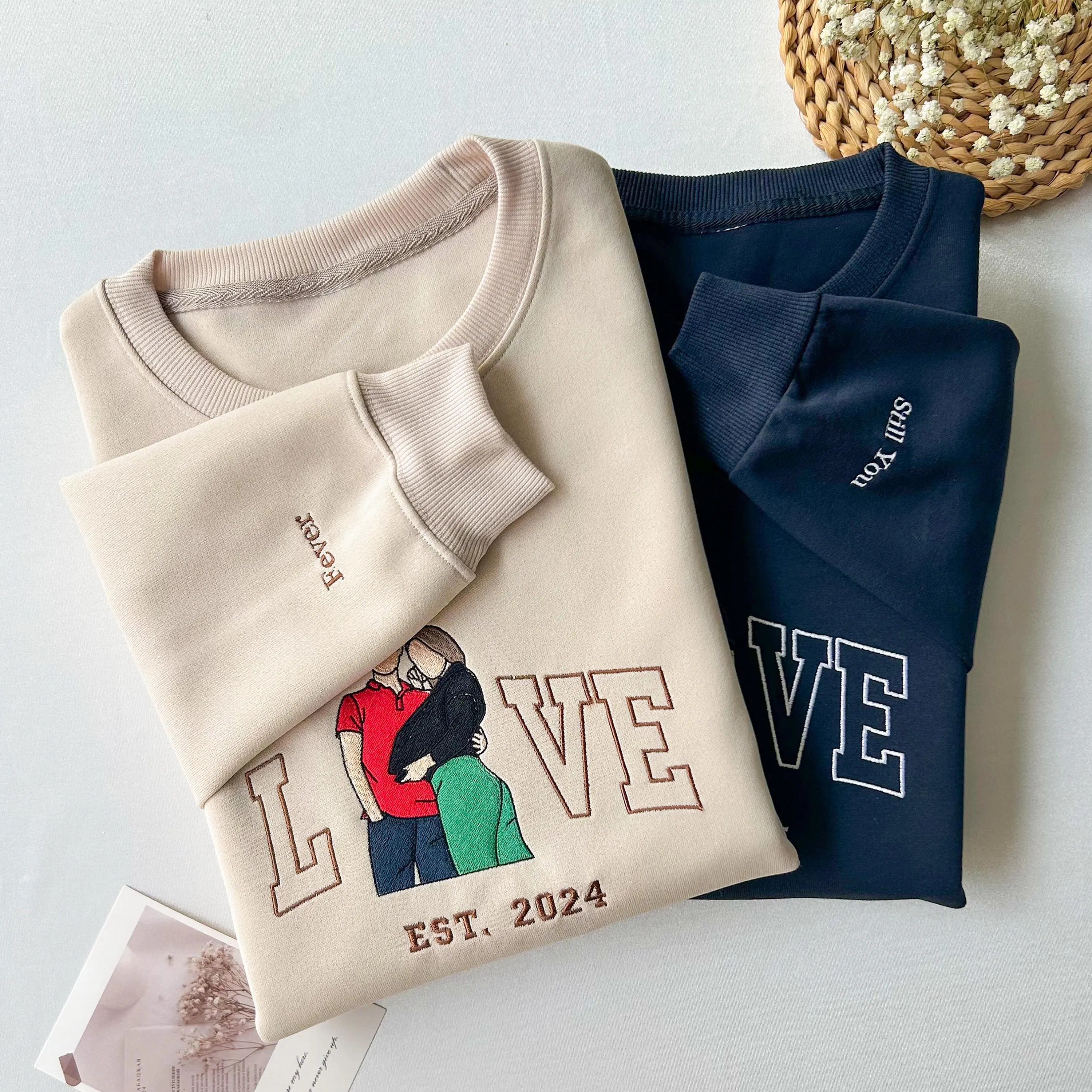 Couple Matched Custom Embroidered Sweatshirt