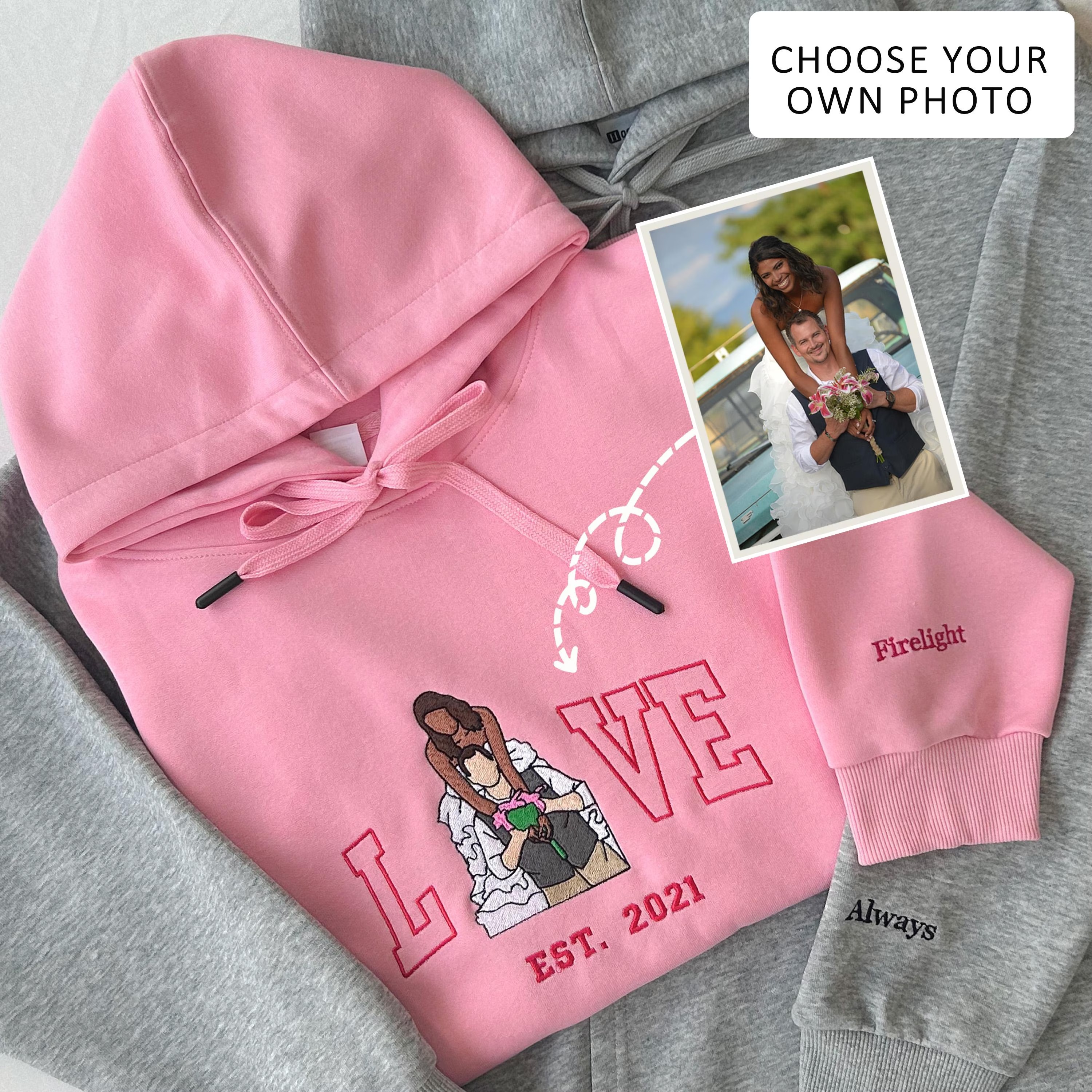 Custom LOVE Photo Embroidered Sweatshirt