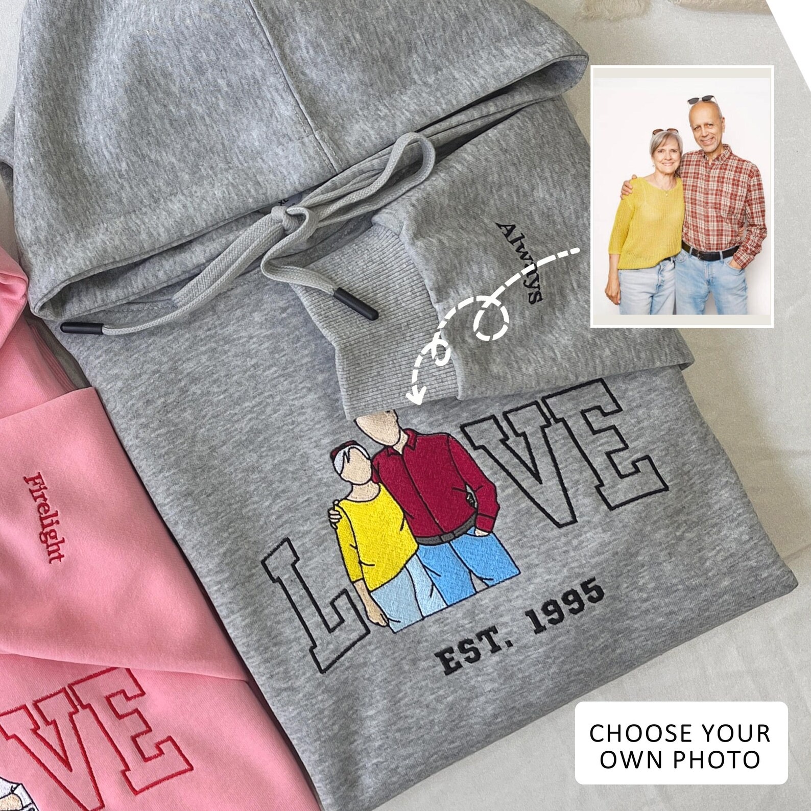 Custom LOVE Photo Embroidered Sweatshirt