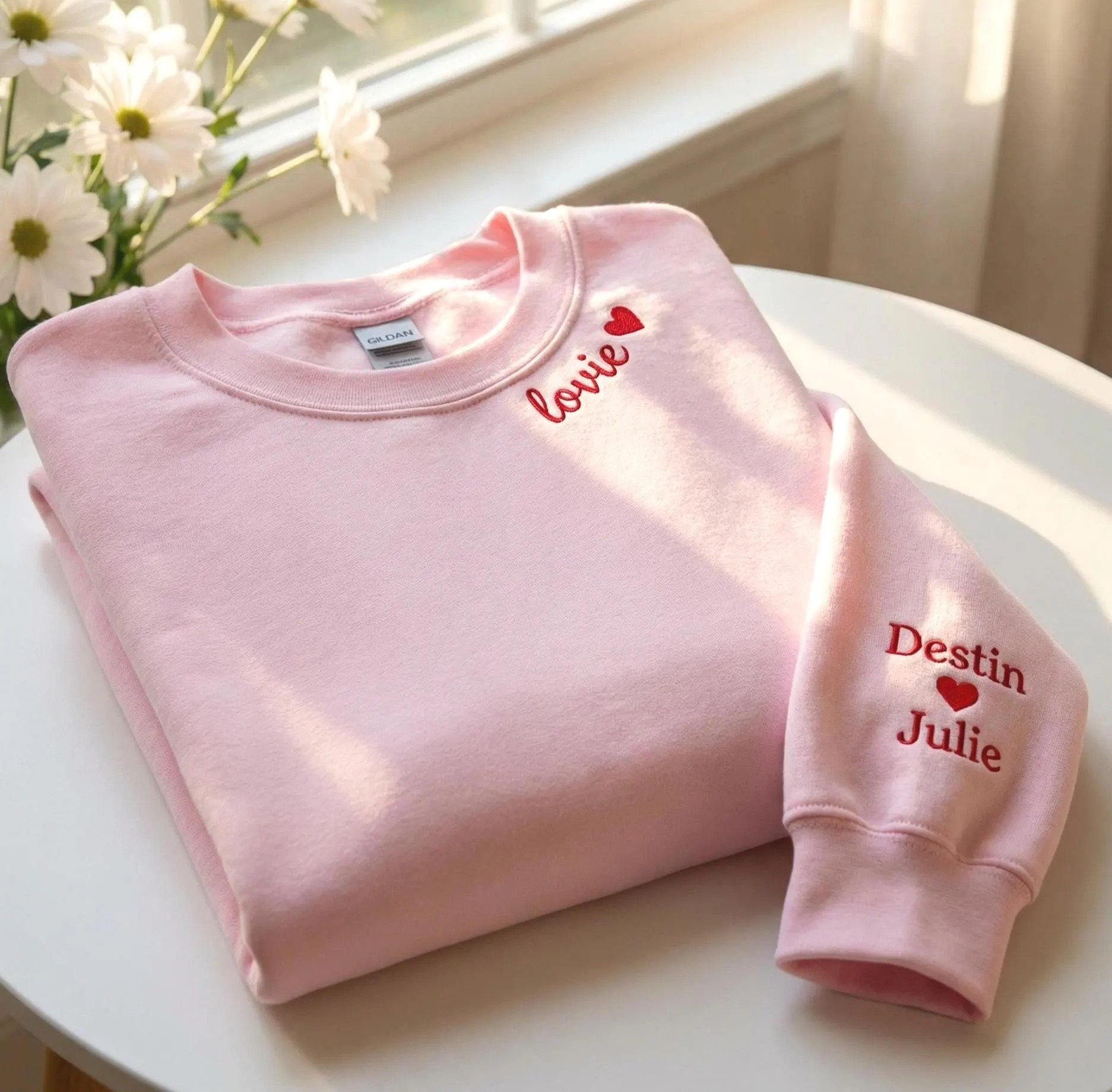 Custom Embroidered Collar & Sleeve Sweatshirt 