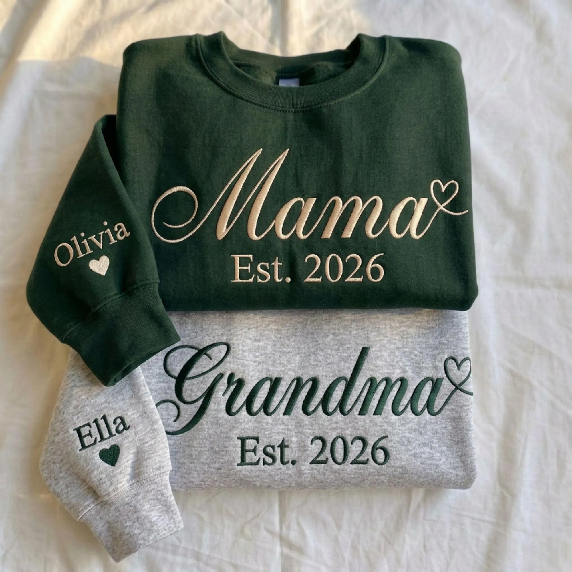 Custom Embroidered Mama Grandma Sweatshirt & Hoodie