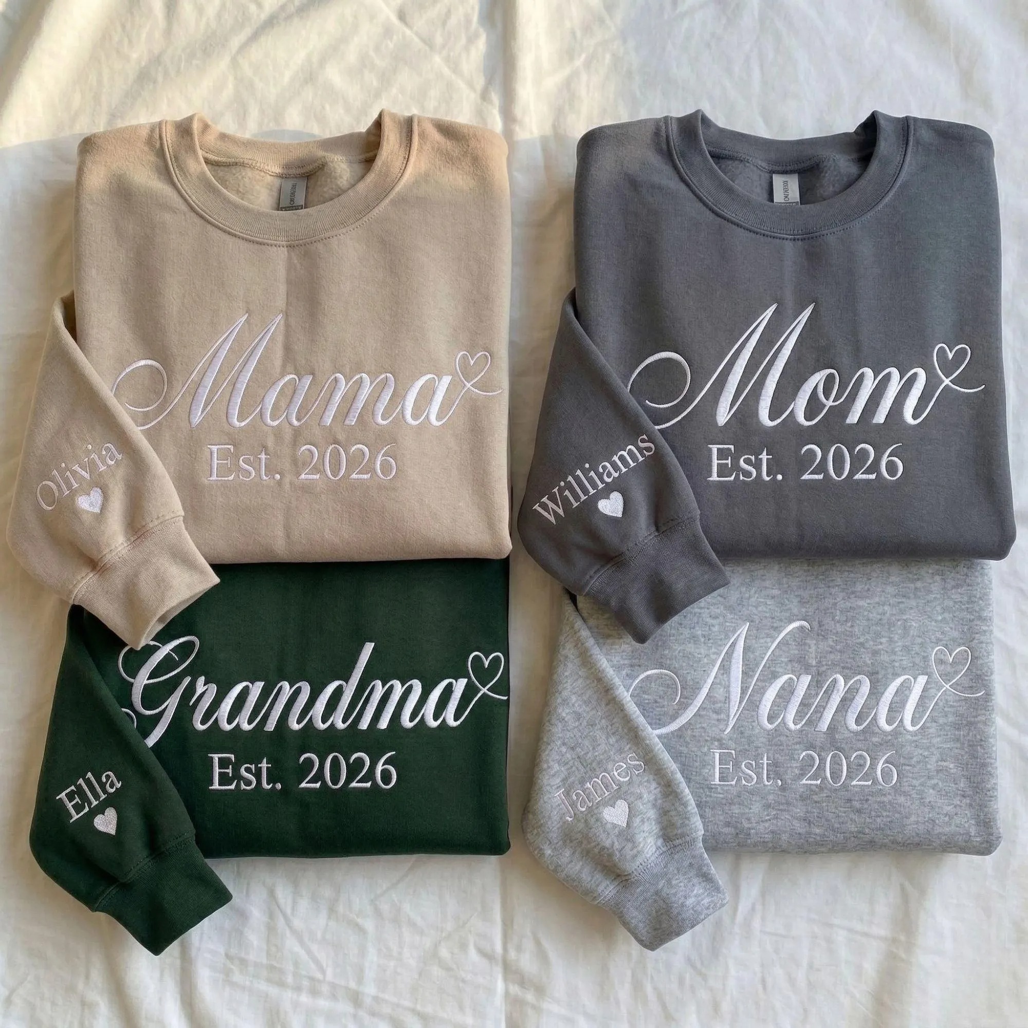 Custom Embroidered Mama Grandma Sweatshirt & Hoodie
