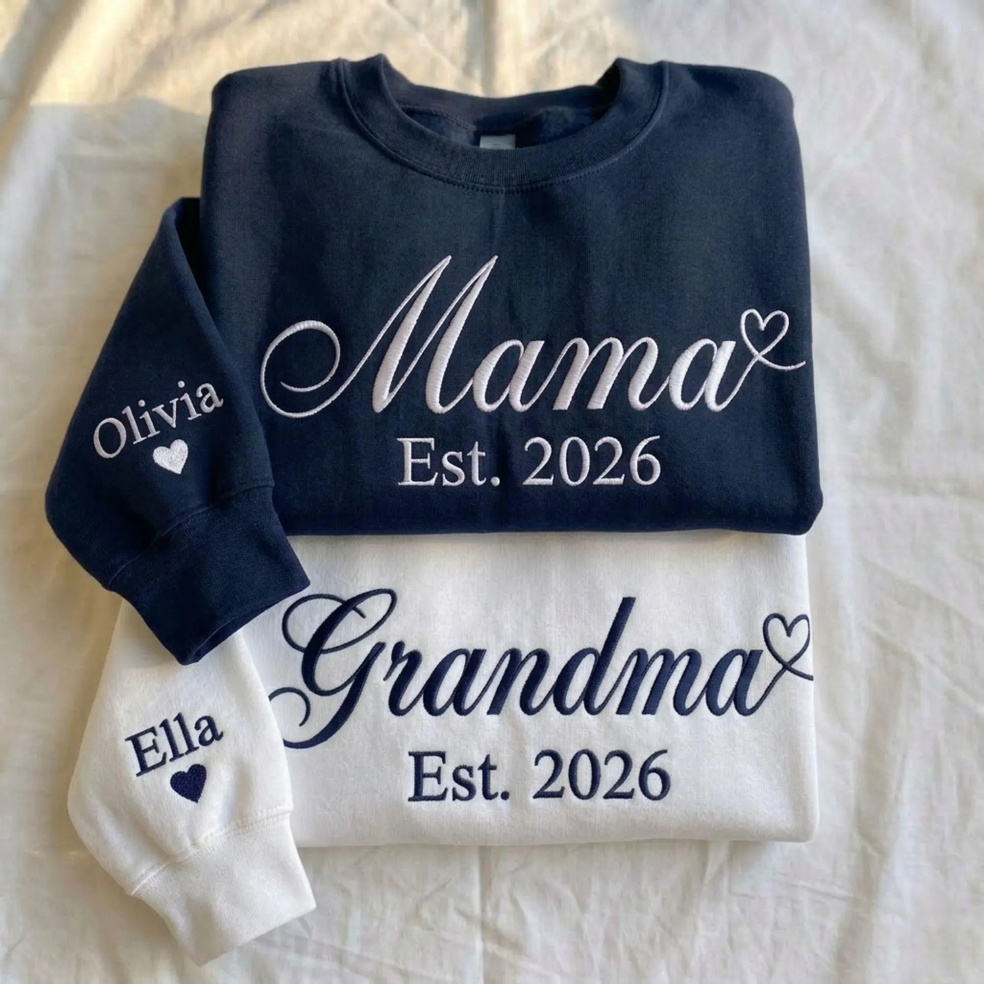 Custom Embroidered Mama Grandma Sweatshirt & Hoodie