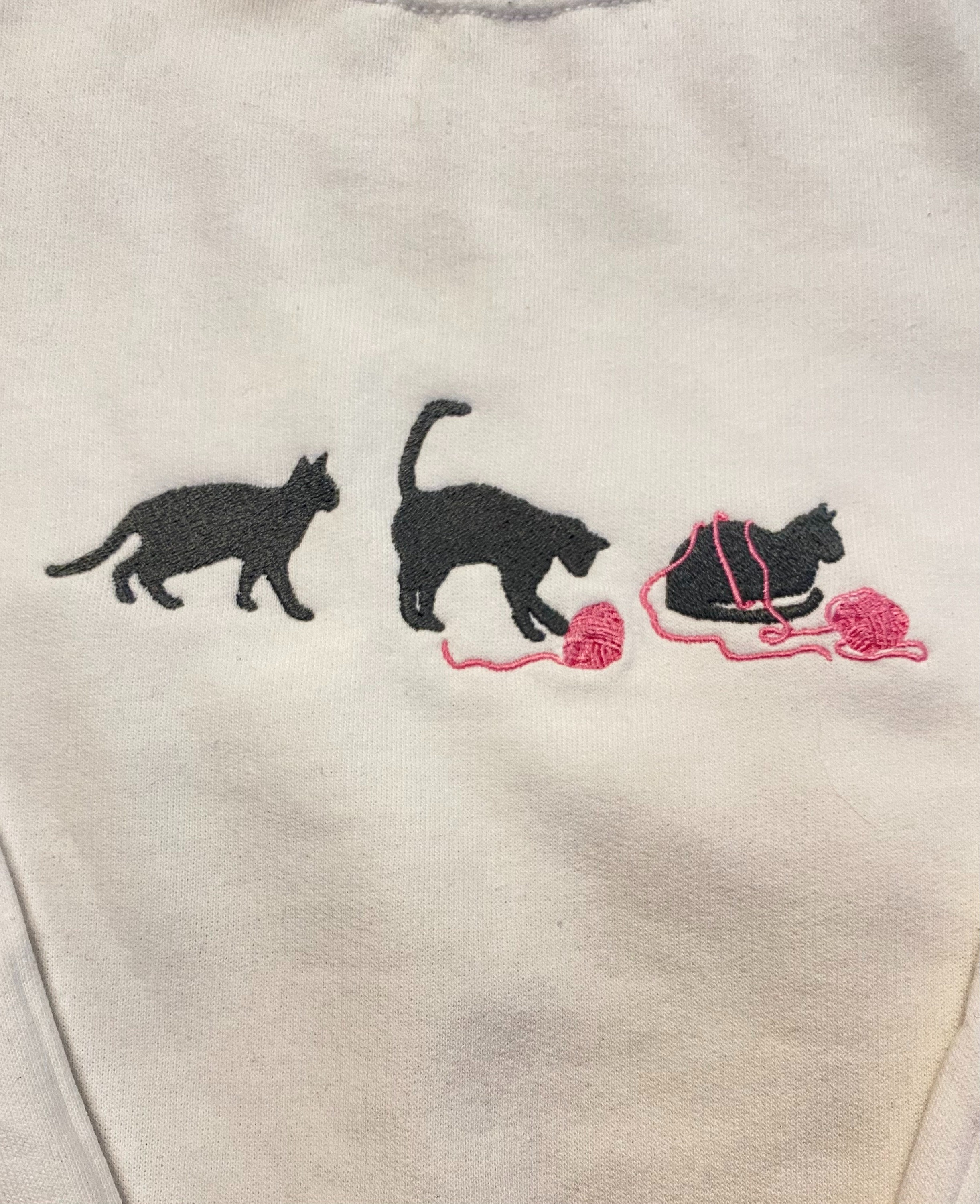 Cat with Yarn Embroidered Sweatshirt