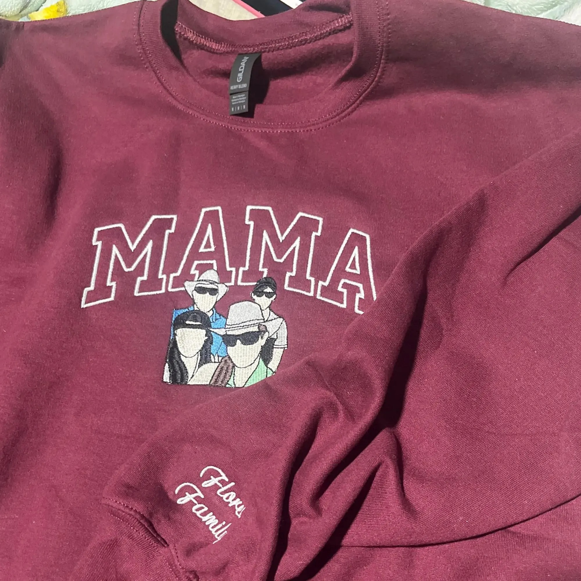 Custom Embroidered Mother Day Sweatshirt with Mama Portrait