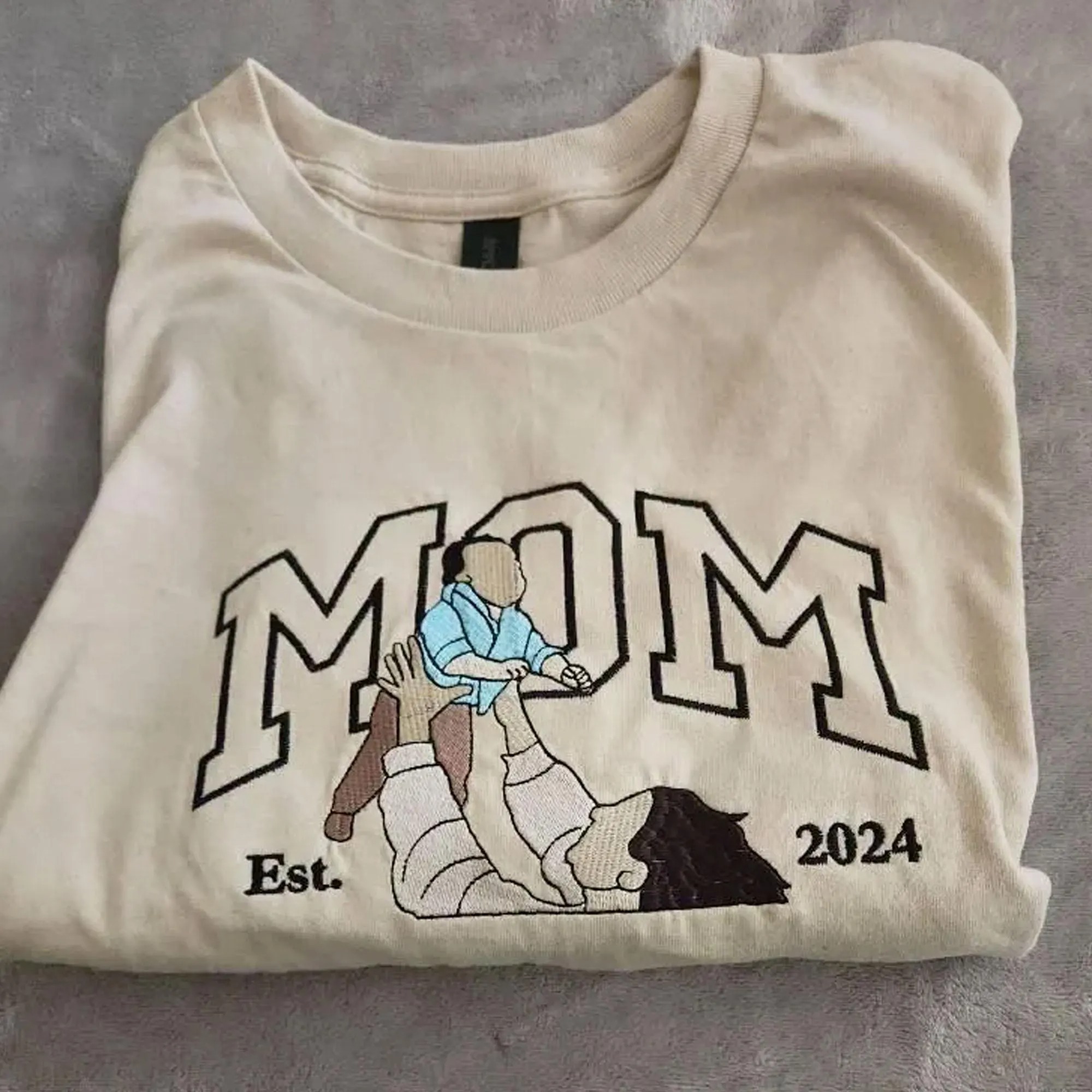 Custom Embroidered Mother Day Sweatshirt with Mama Portrait