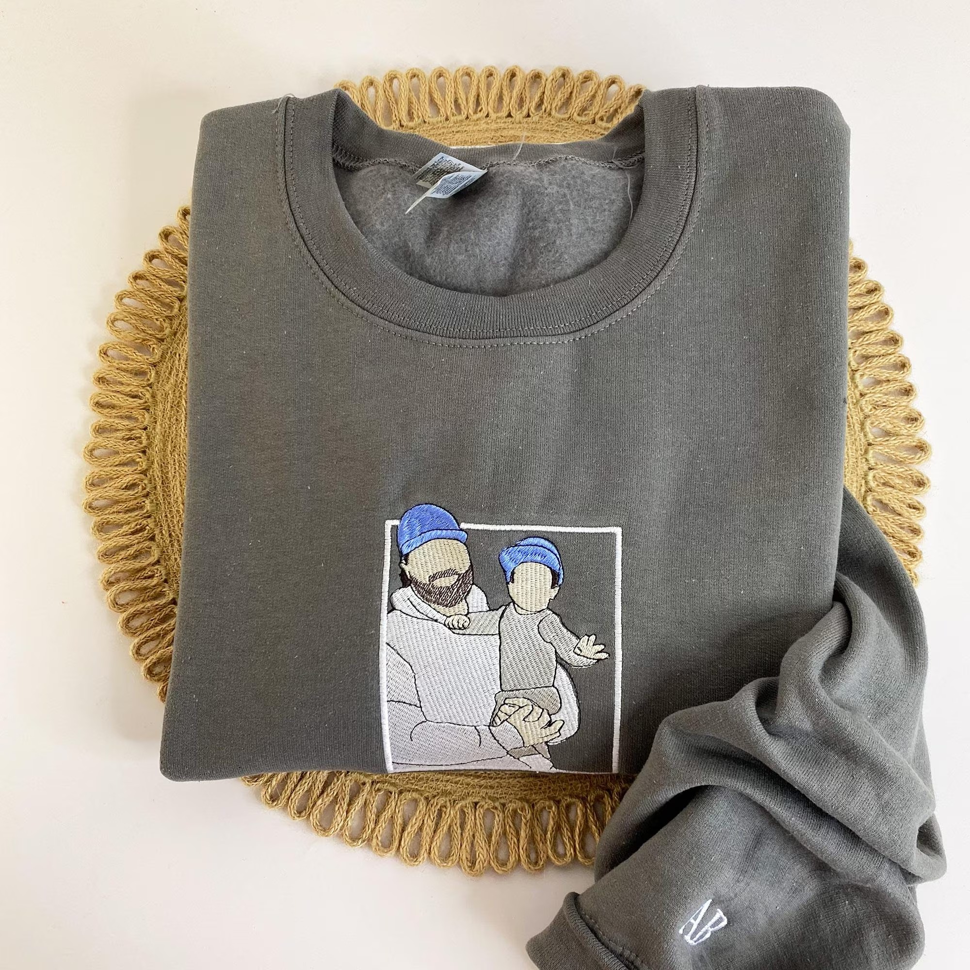 Custom Embroidered Portrait Hoodie, Personalized Family Photo Gift