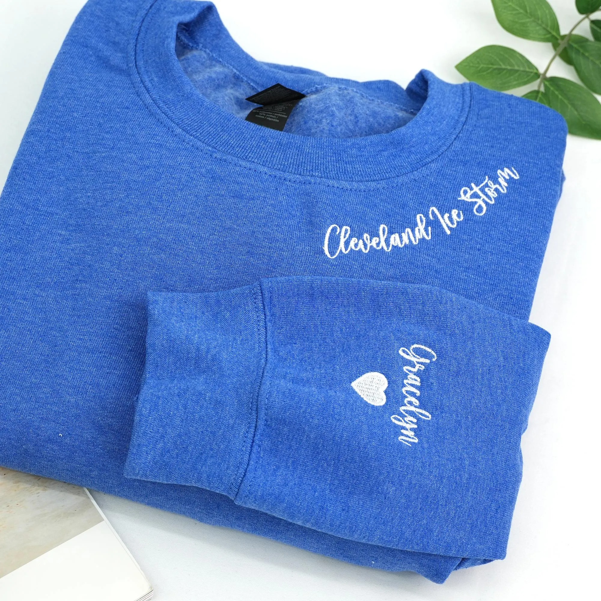 Custom Embroidered Collar & Sleeve Sweatshirt 